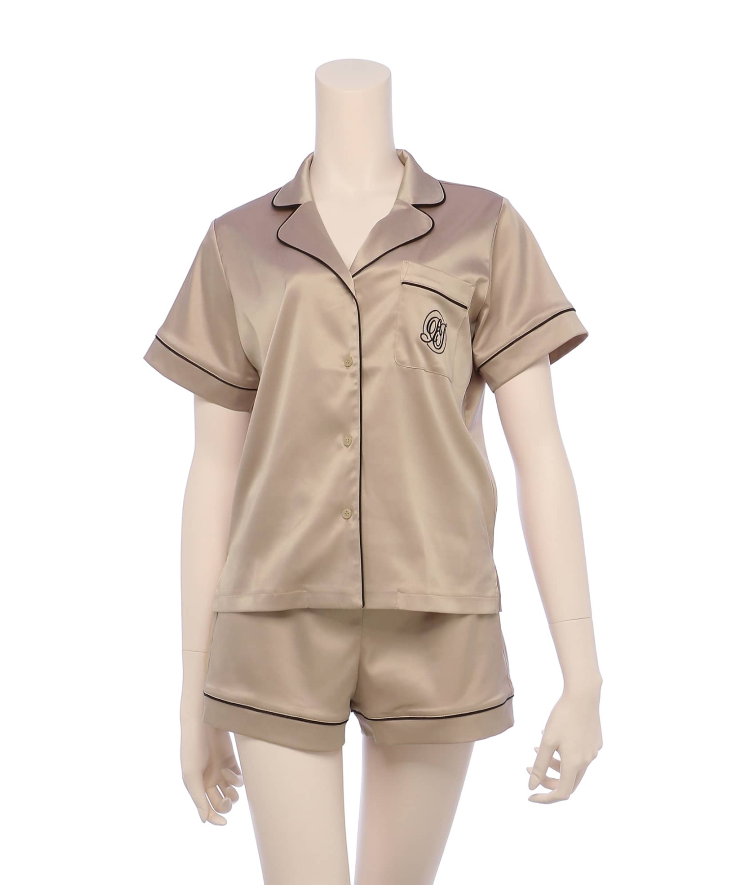 サテンシャツ ショートスリーブセット