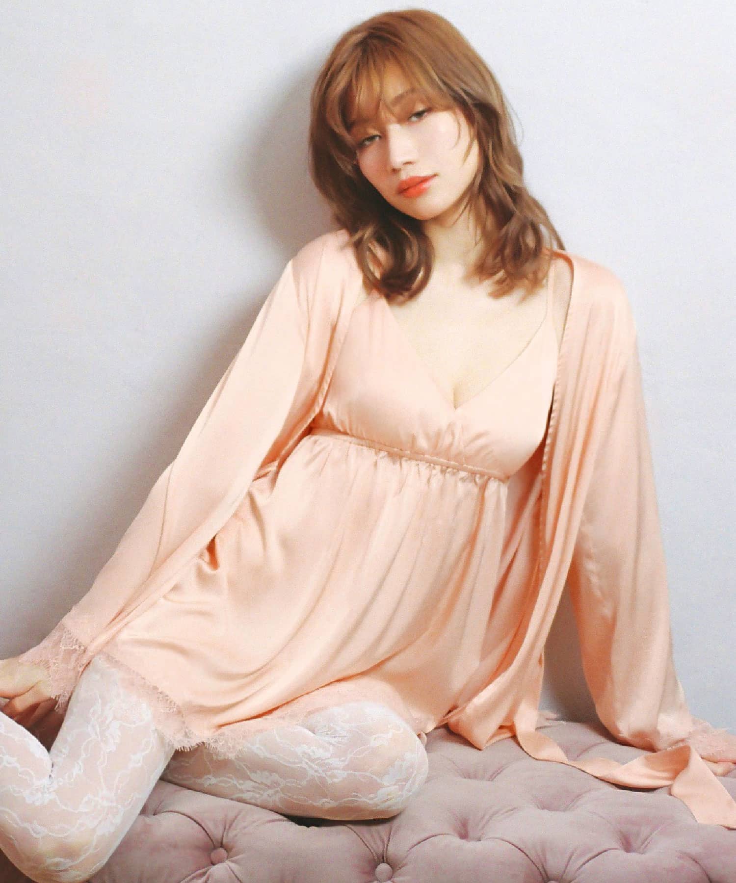 サテンレース ワンピース・ガウンセット