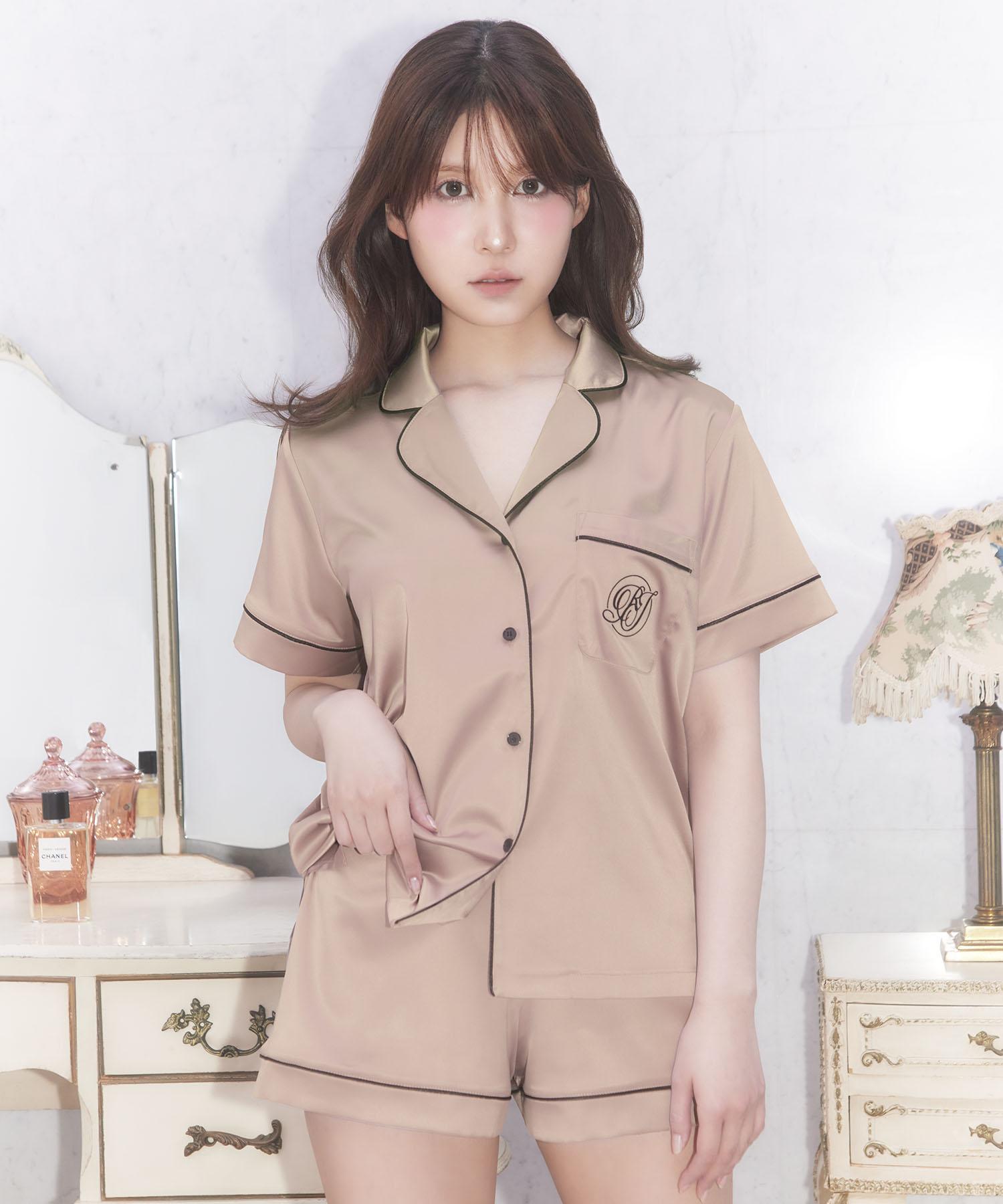 サテンシャツ ショートスリーブセット