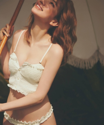 シャーリングビスチェ ビキニセット