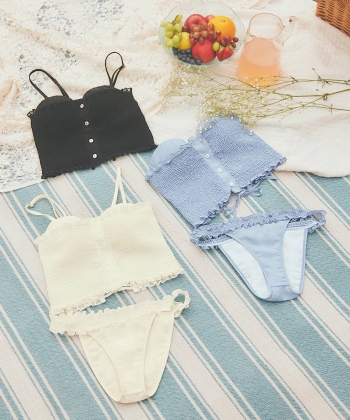 シャーリングビスチェ ビキニセット