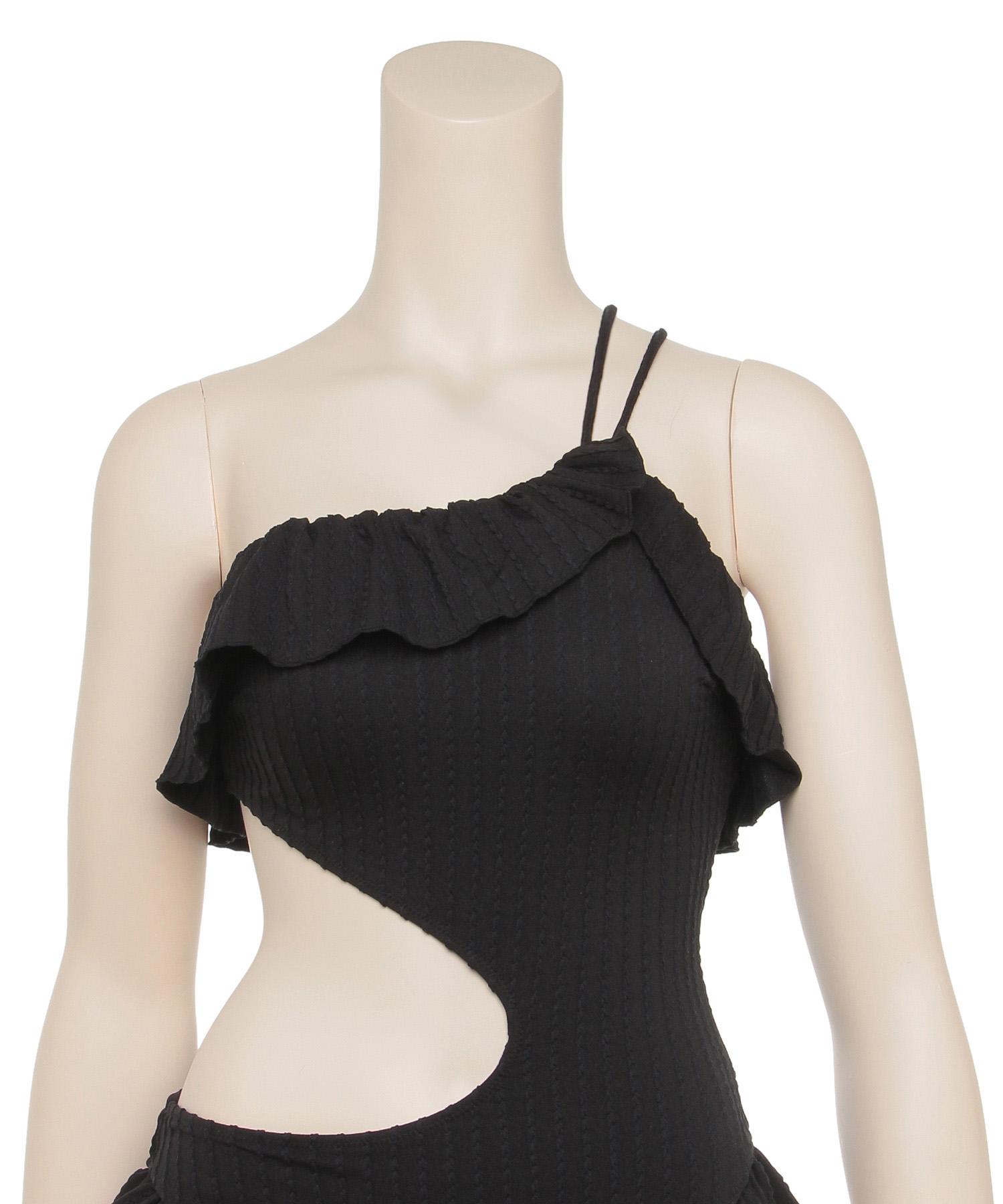 カットアウト フリル ワンピース