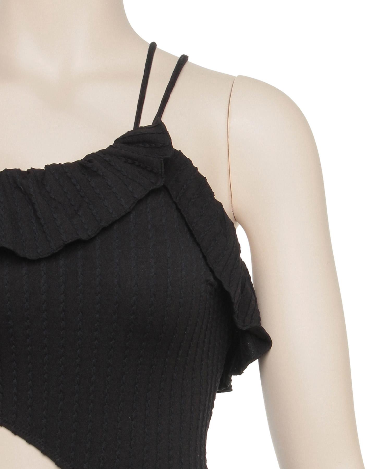 カットアウト フリル ワンピース