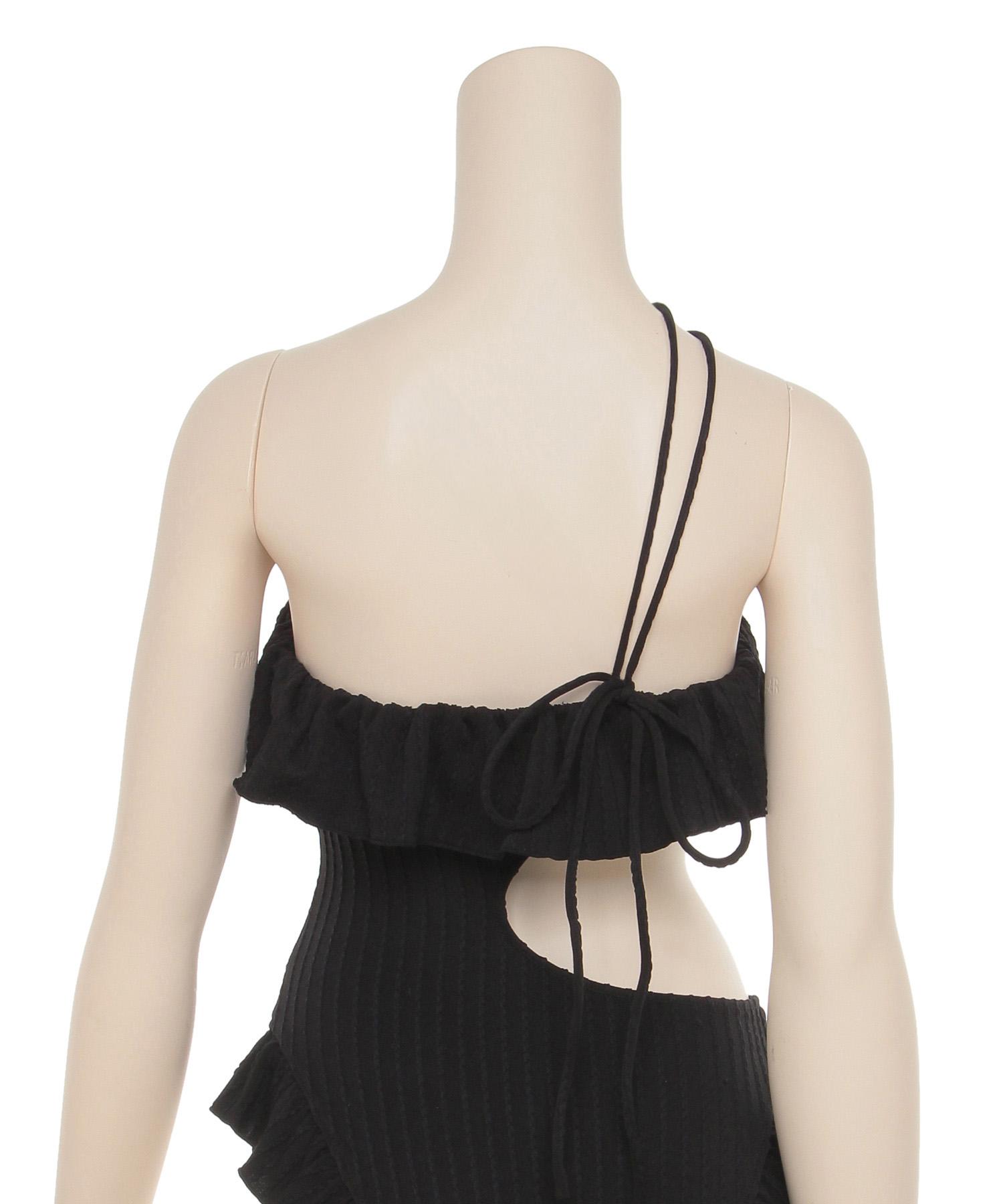 カットアウト フリル ワンピース