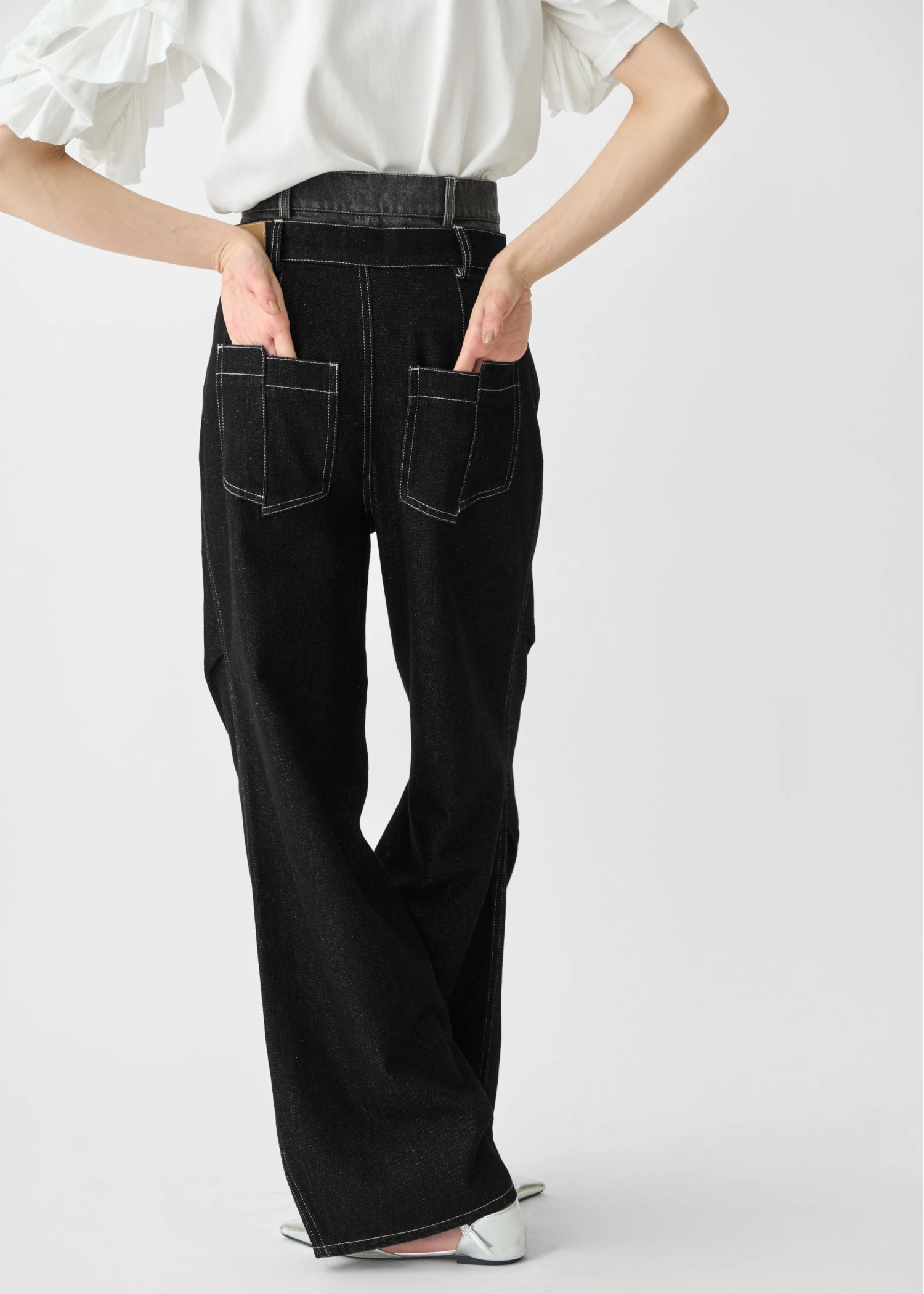 double belt side tuck denim PT