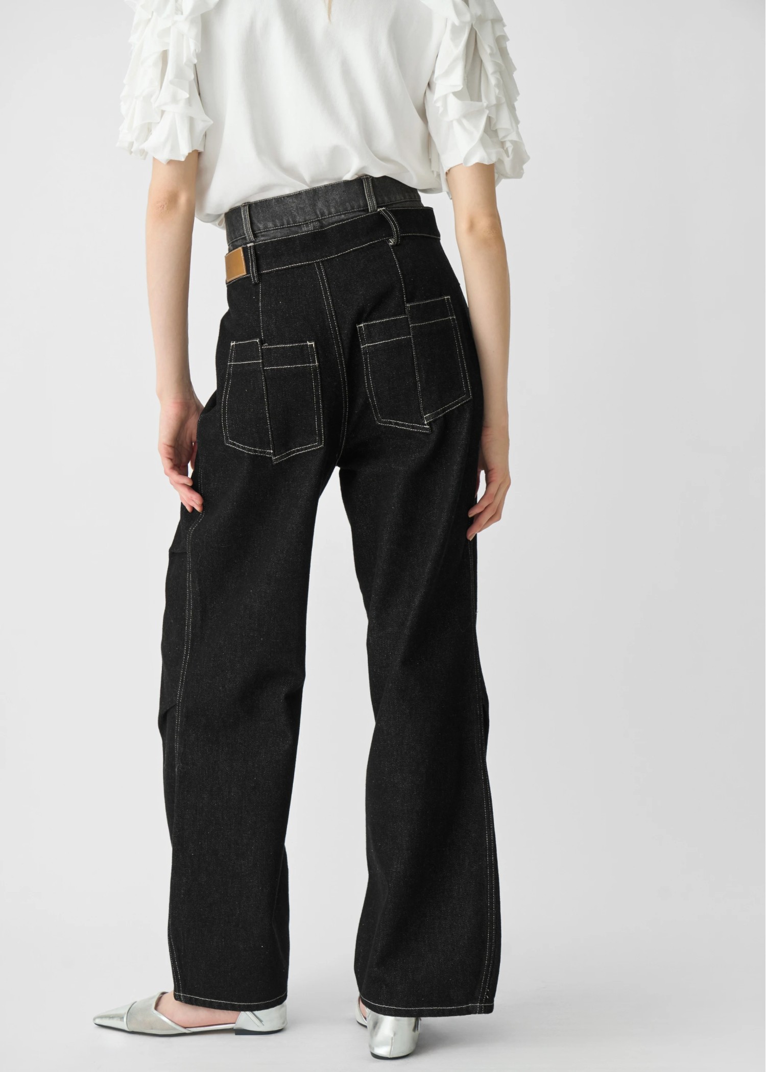 double belt side tuck denim PT