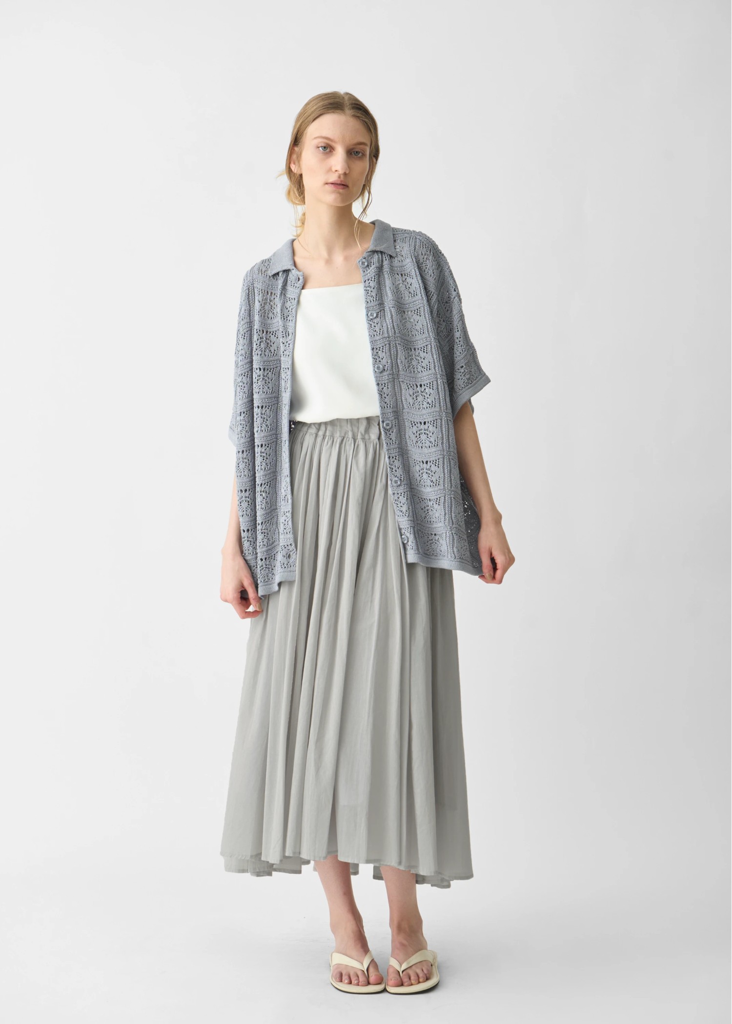 waist rubber tuck irregular hem flare SK