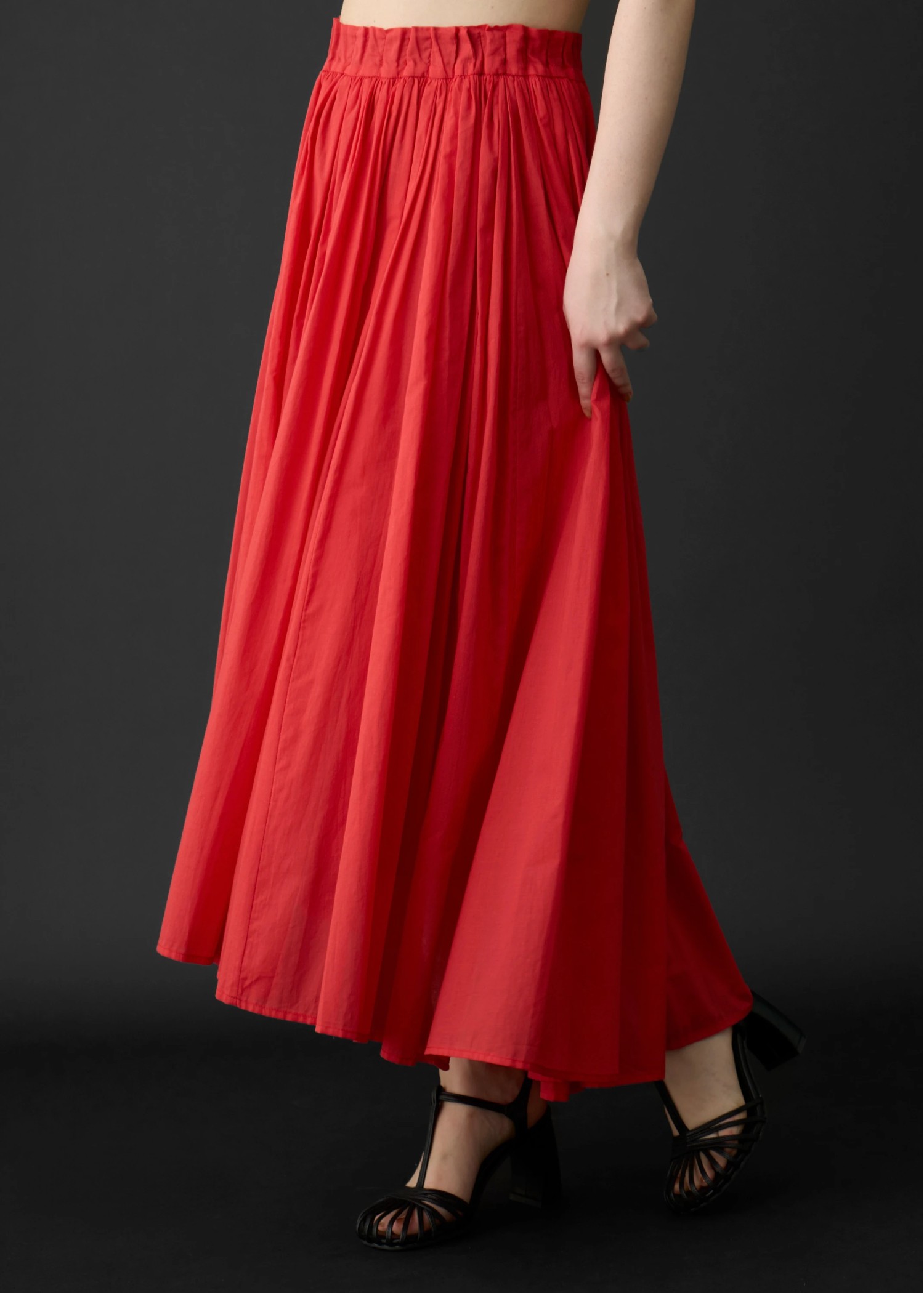 waist rubber tuck irregular hem flare SK