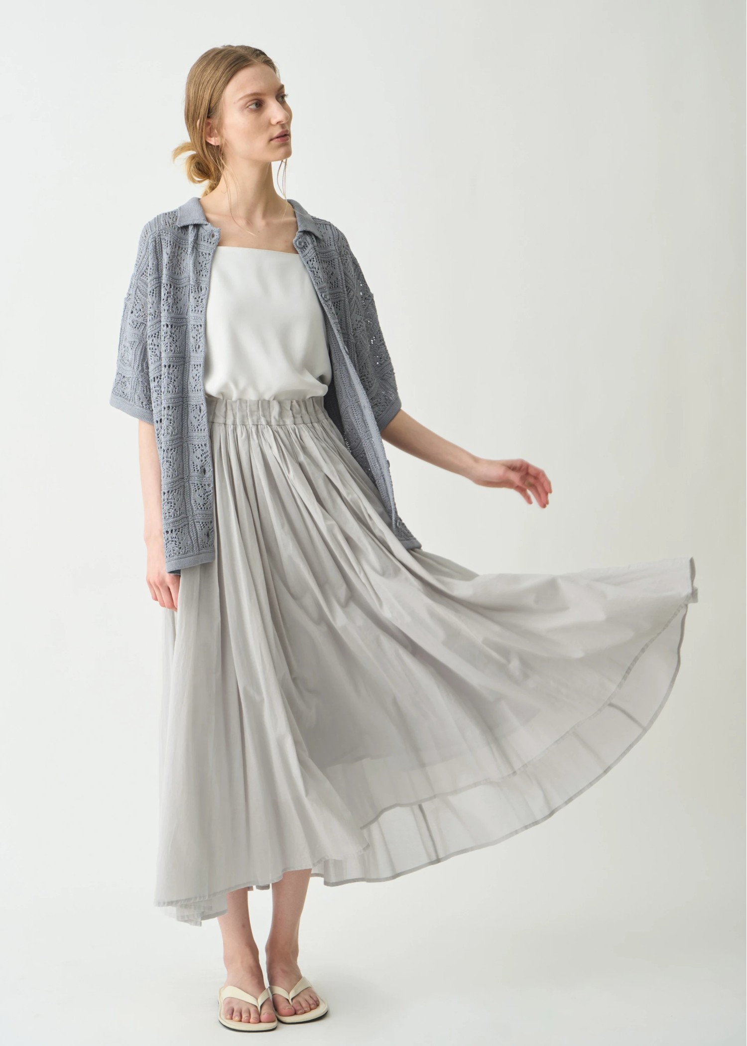 waist rubber tuck irregular hem flare SK