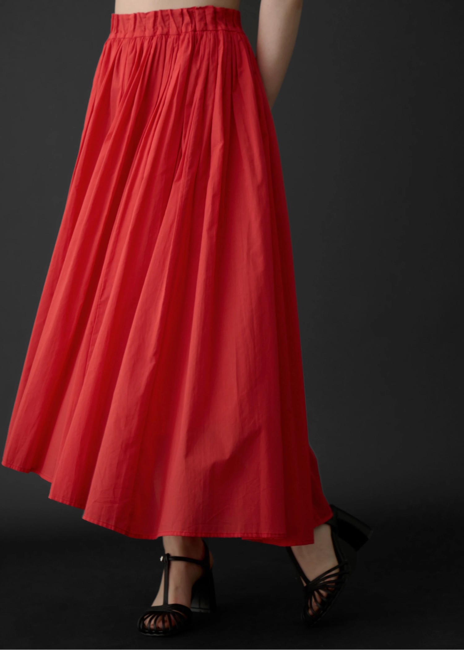 waist rubber tuck irregular hem flare SK