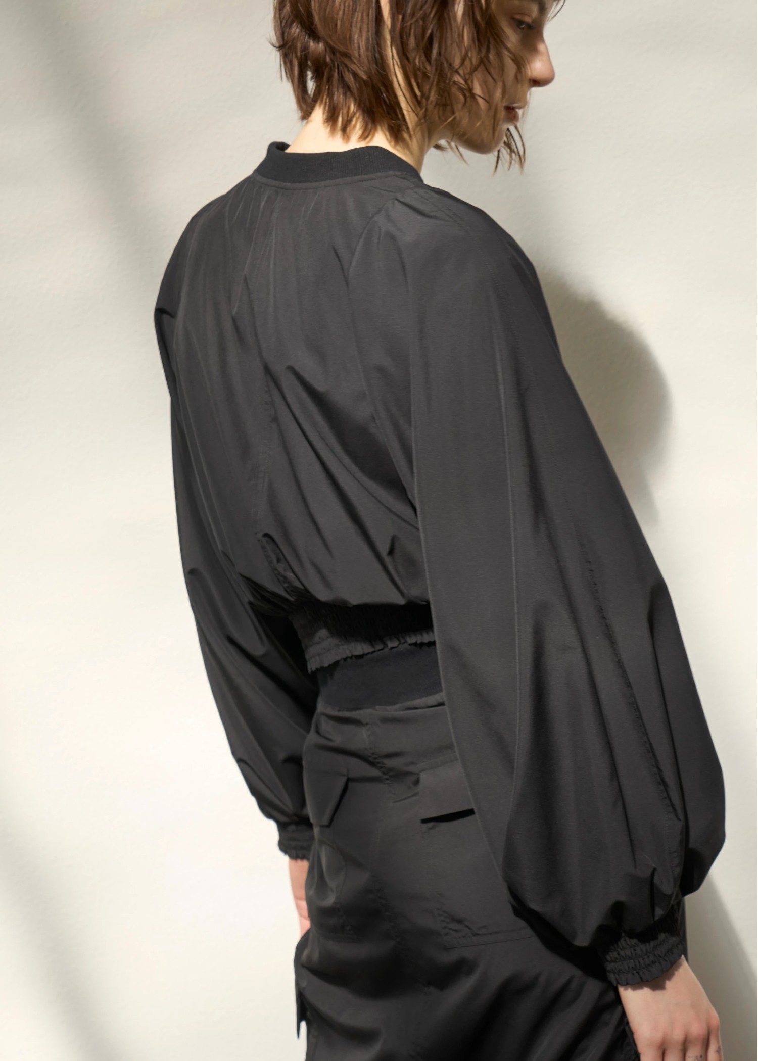 UV cut sheer lightly zip TOPS