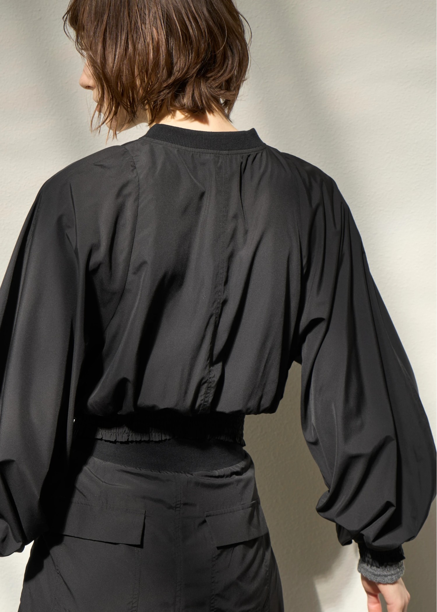 UV cut sheer lightly zip TOPS