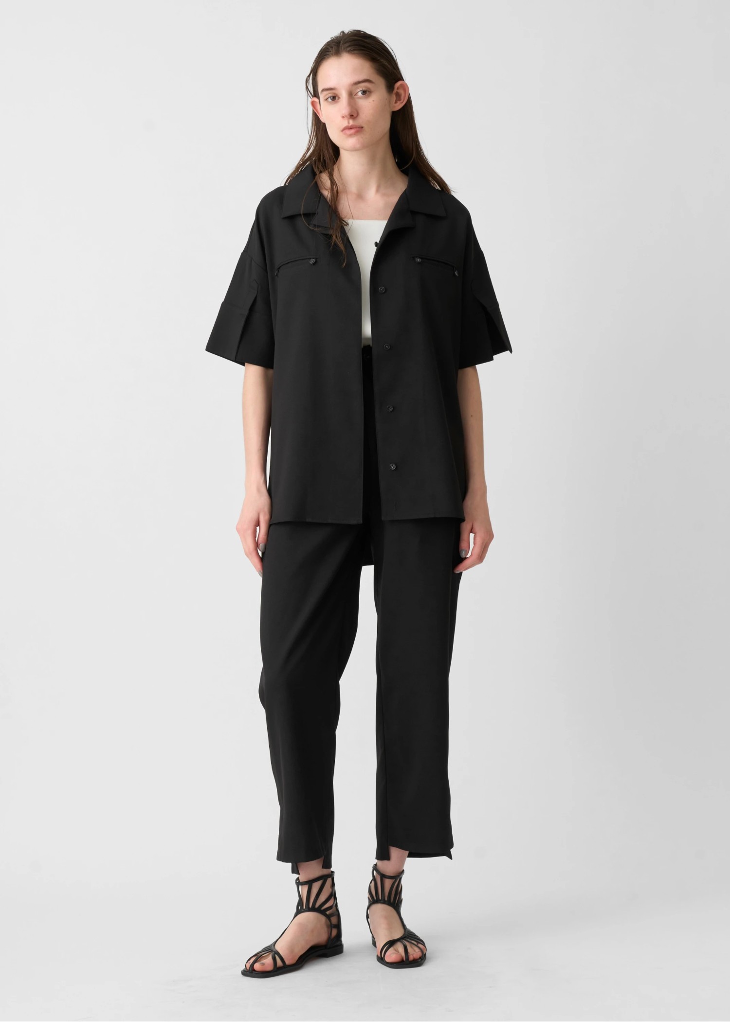 cool touch open collar button tuck up SH