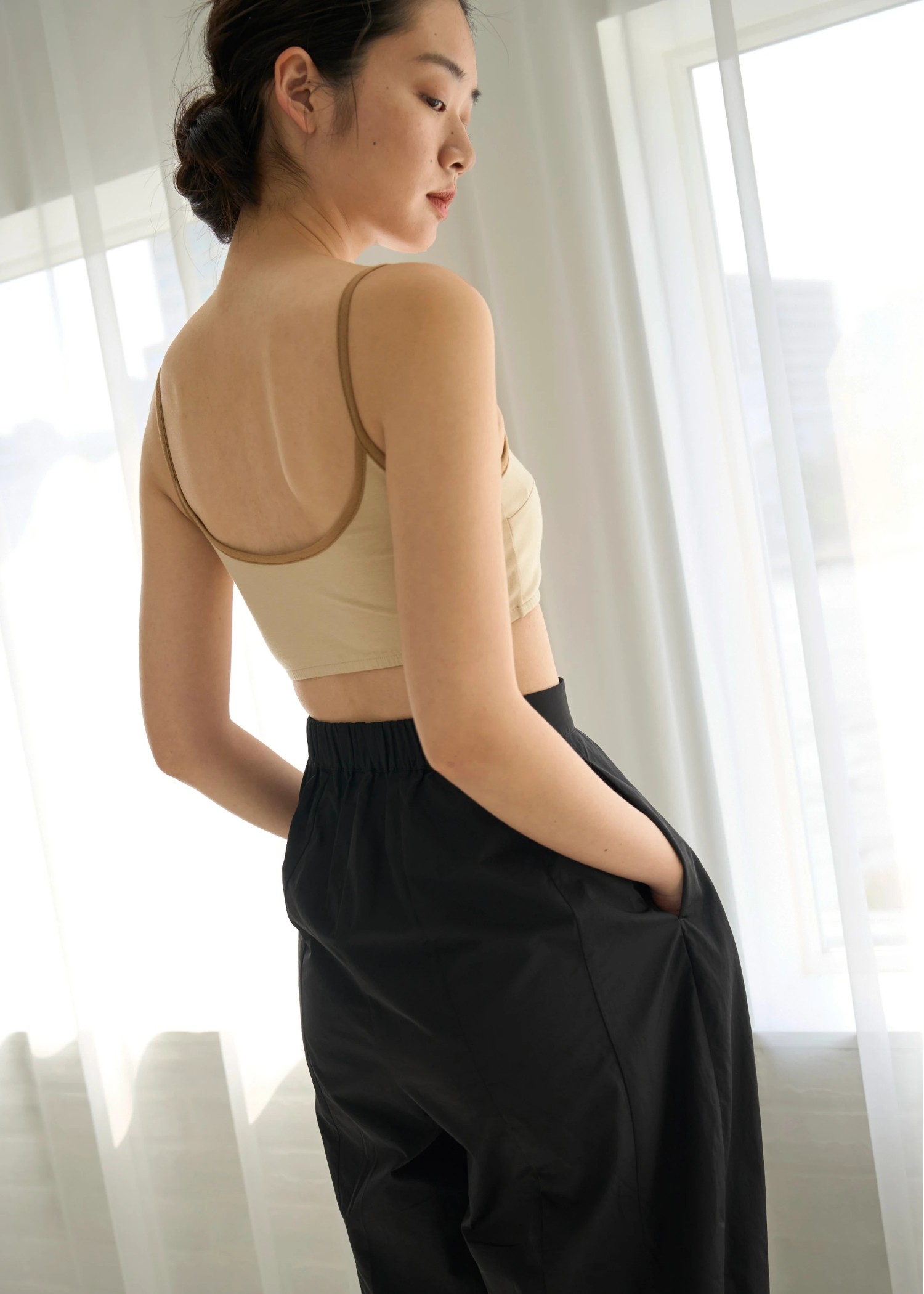 cup in cut and sew bra top