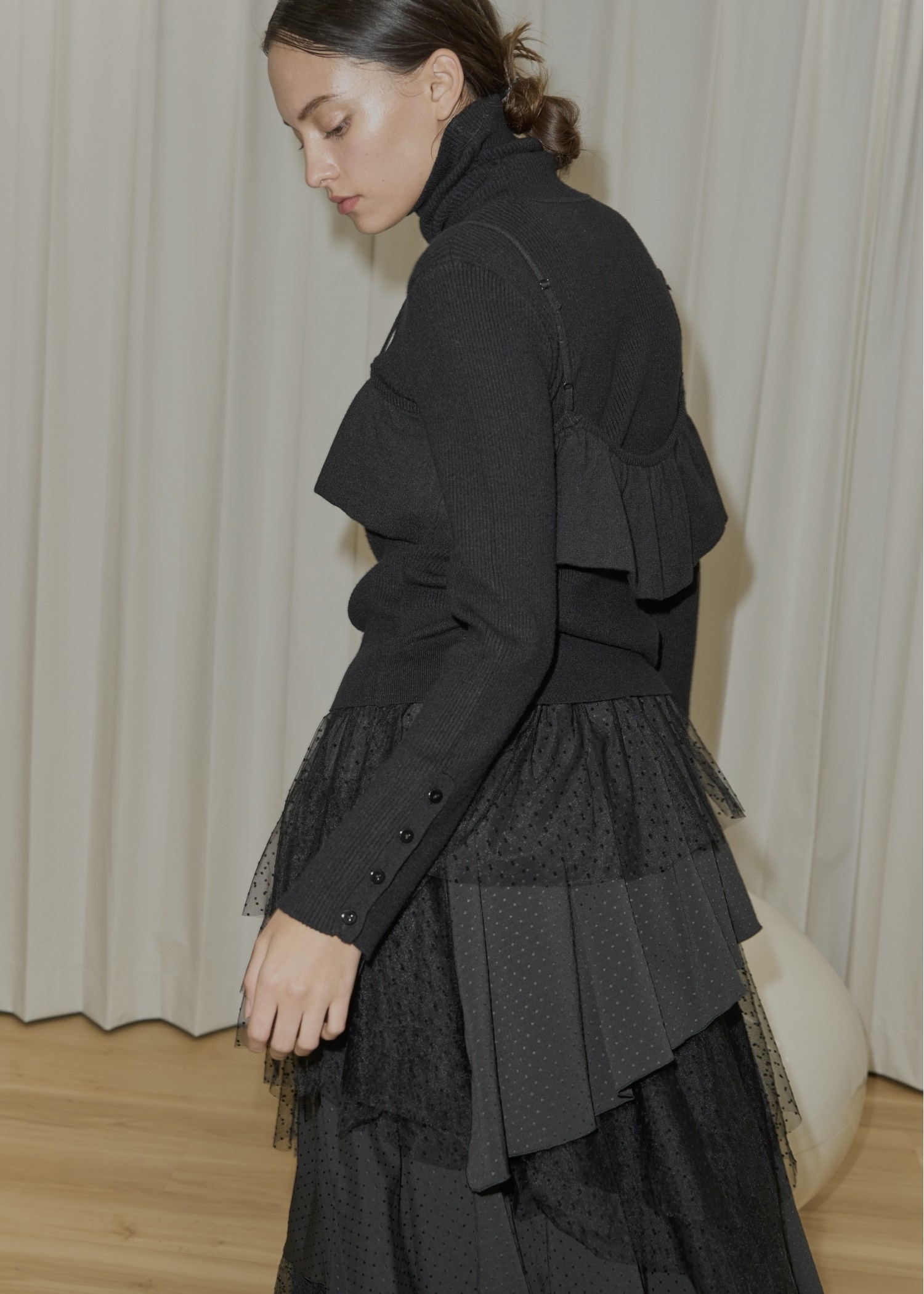 arm button turtle rib knit