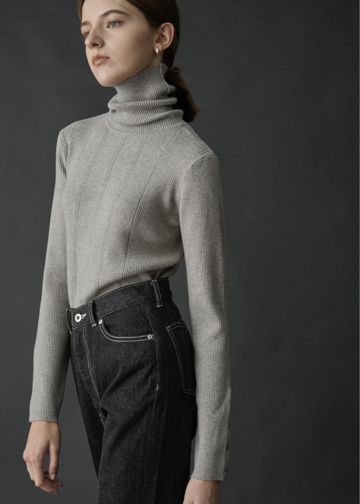 arm button turtle rib knit