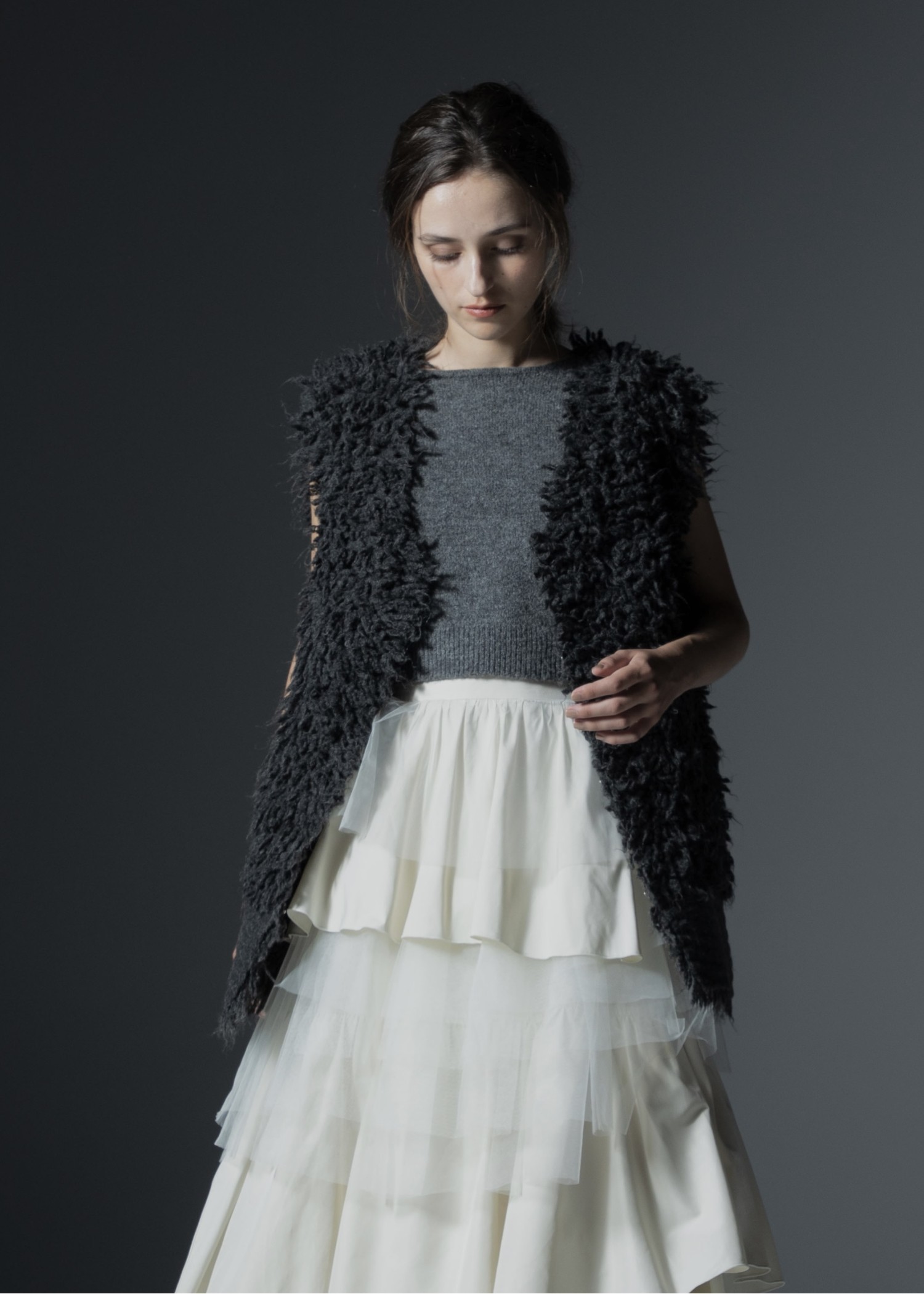 long loop reversible knit vest