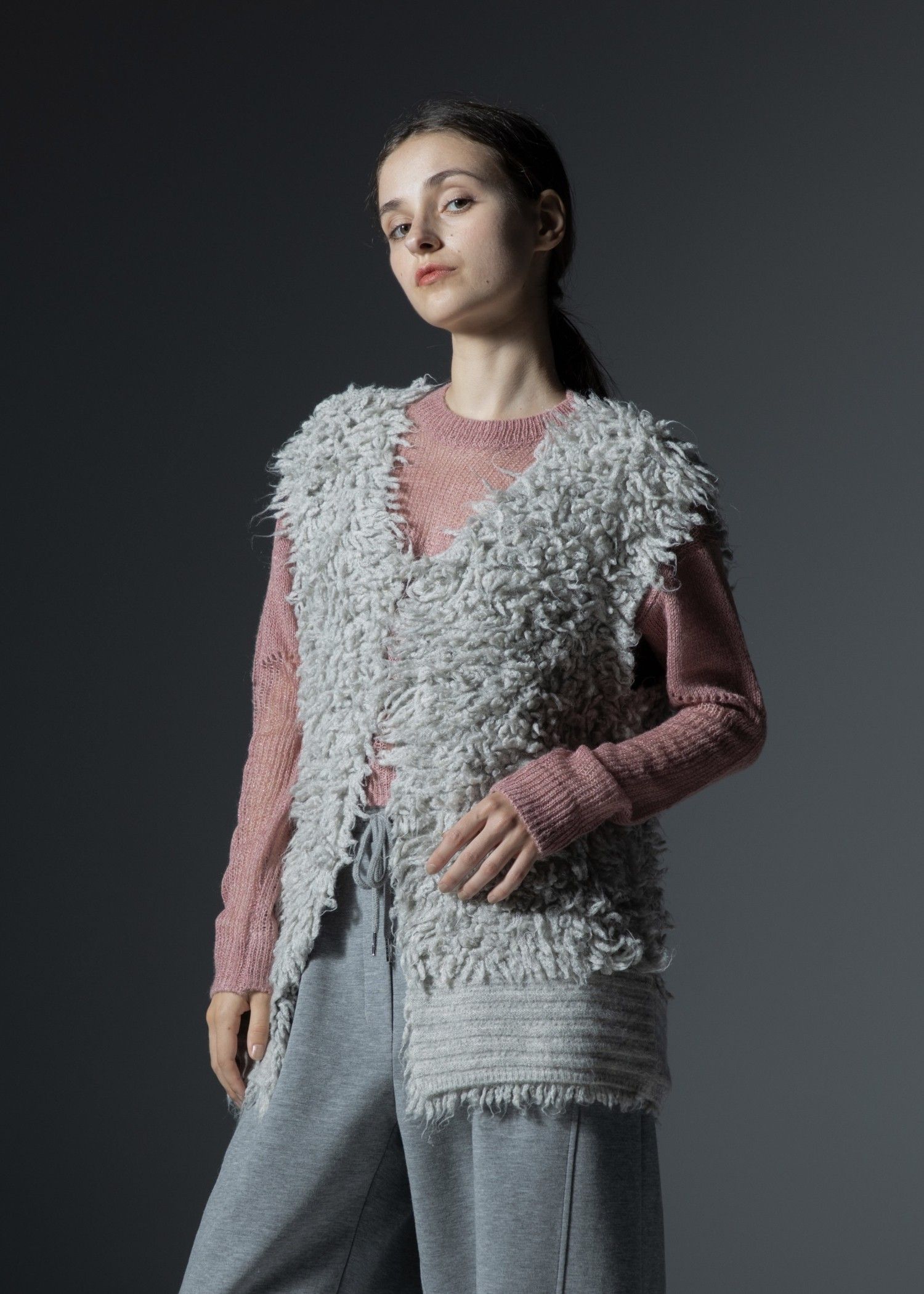 long loop reversible knit vest