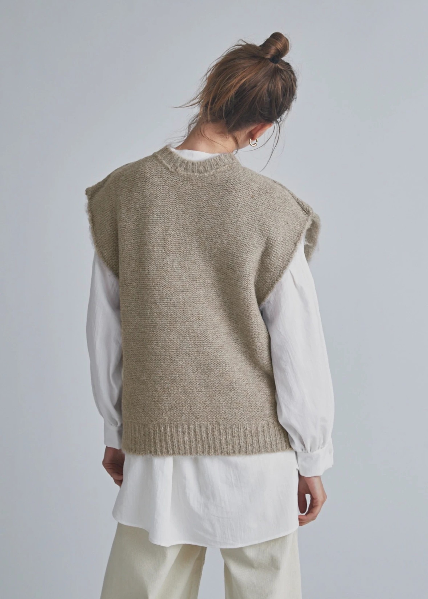 brushed shaggy over size knit vest