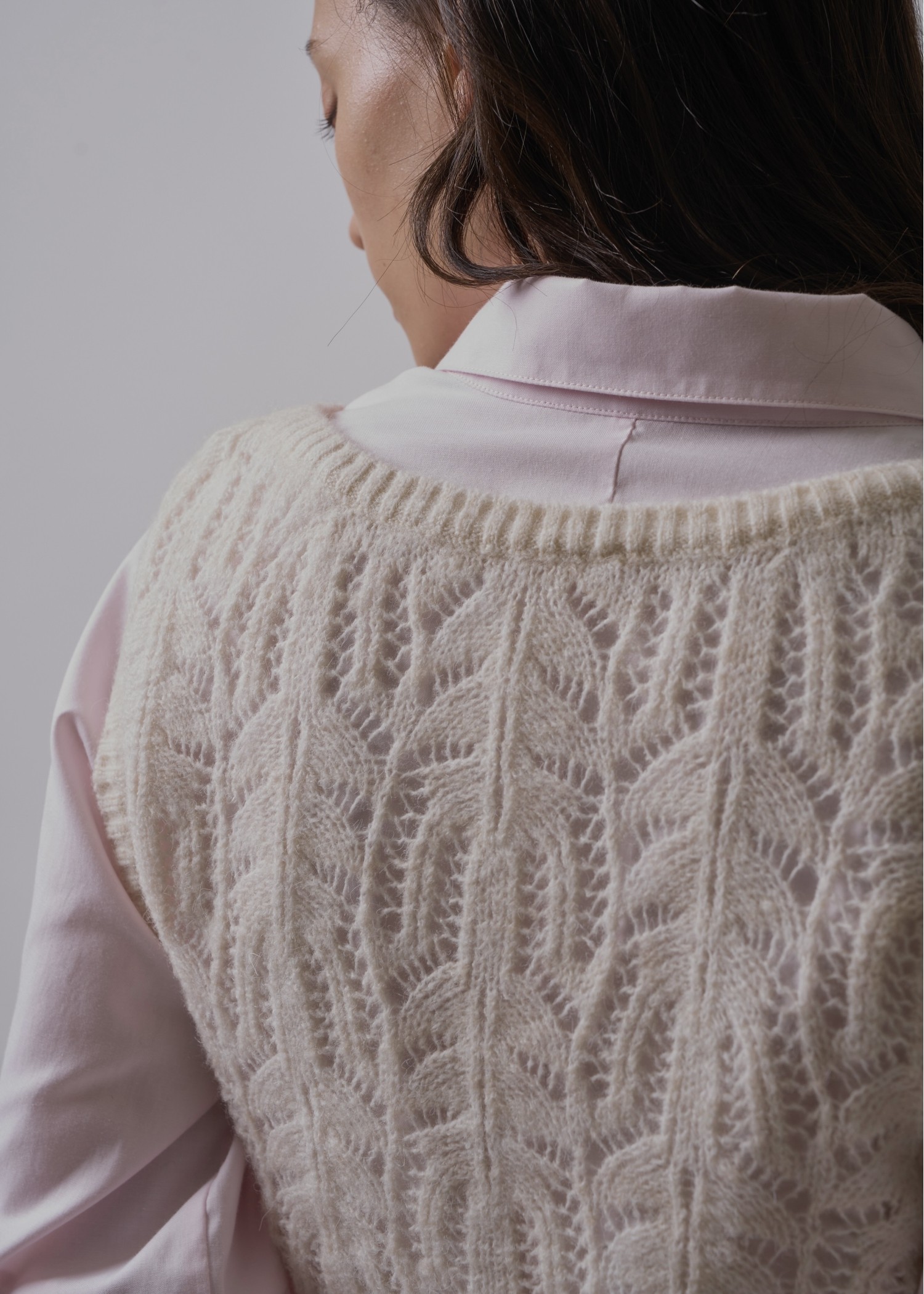 round neck sheer crochet knit tank