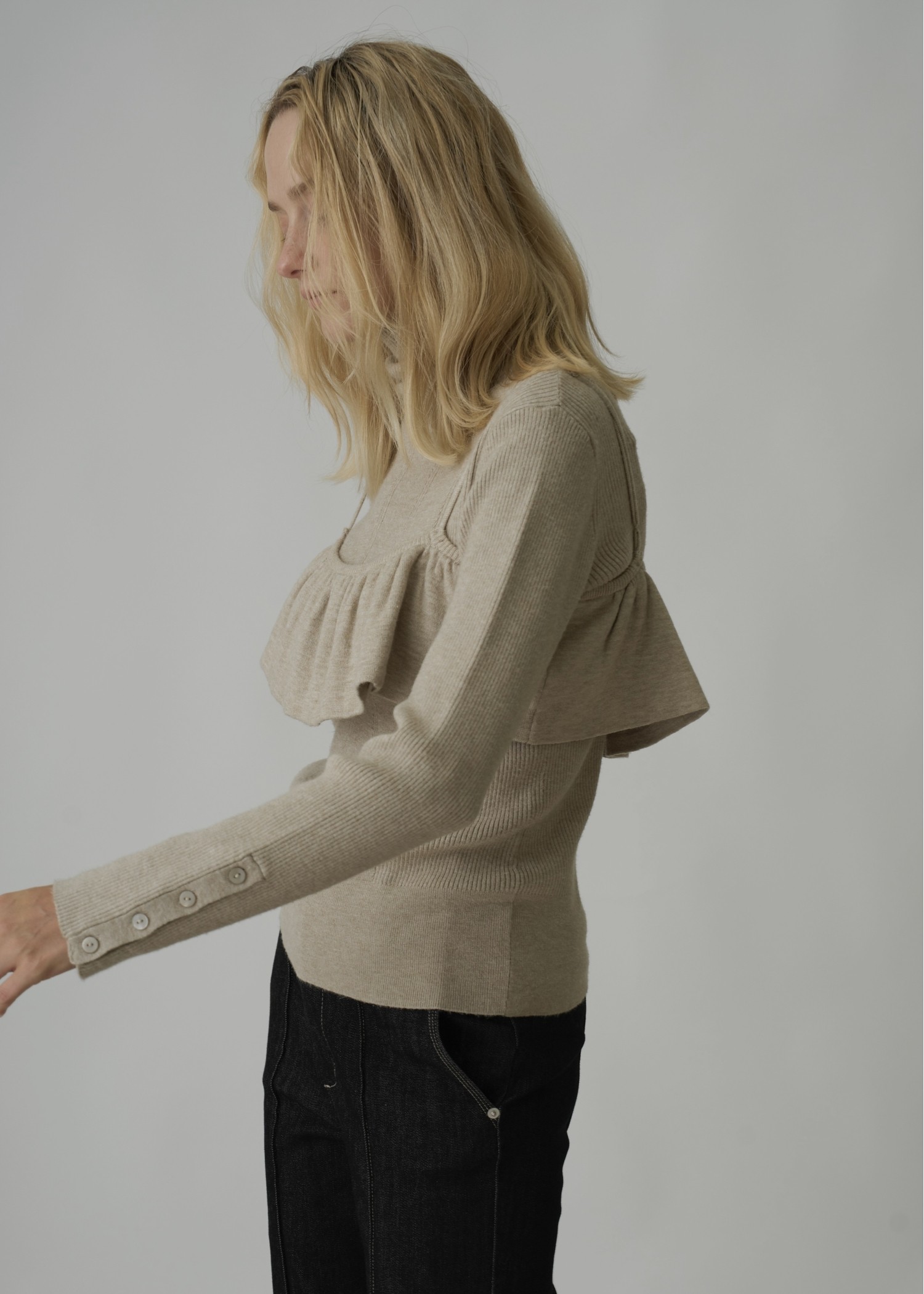 gather flare cropped knit cami