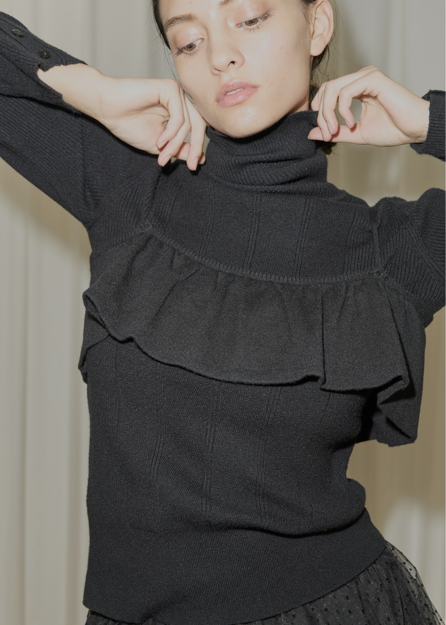 gather flare cropped knit cami