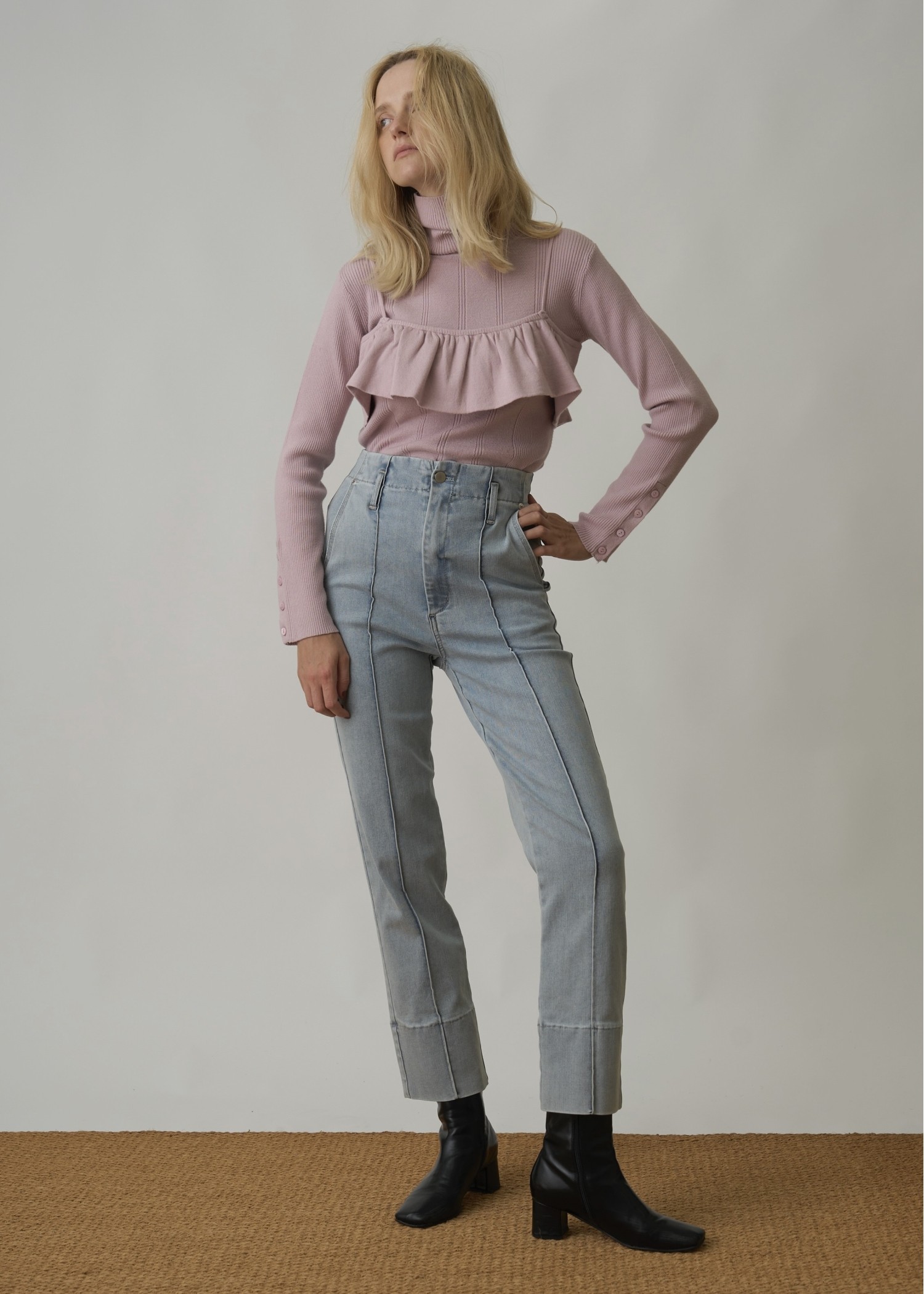 gather flare cropped knit cami