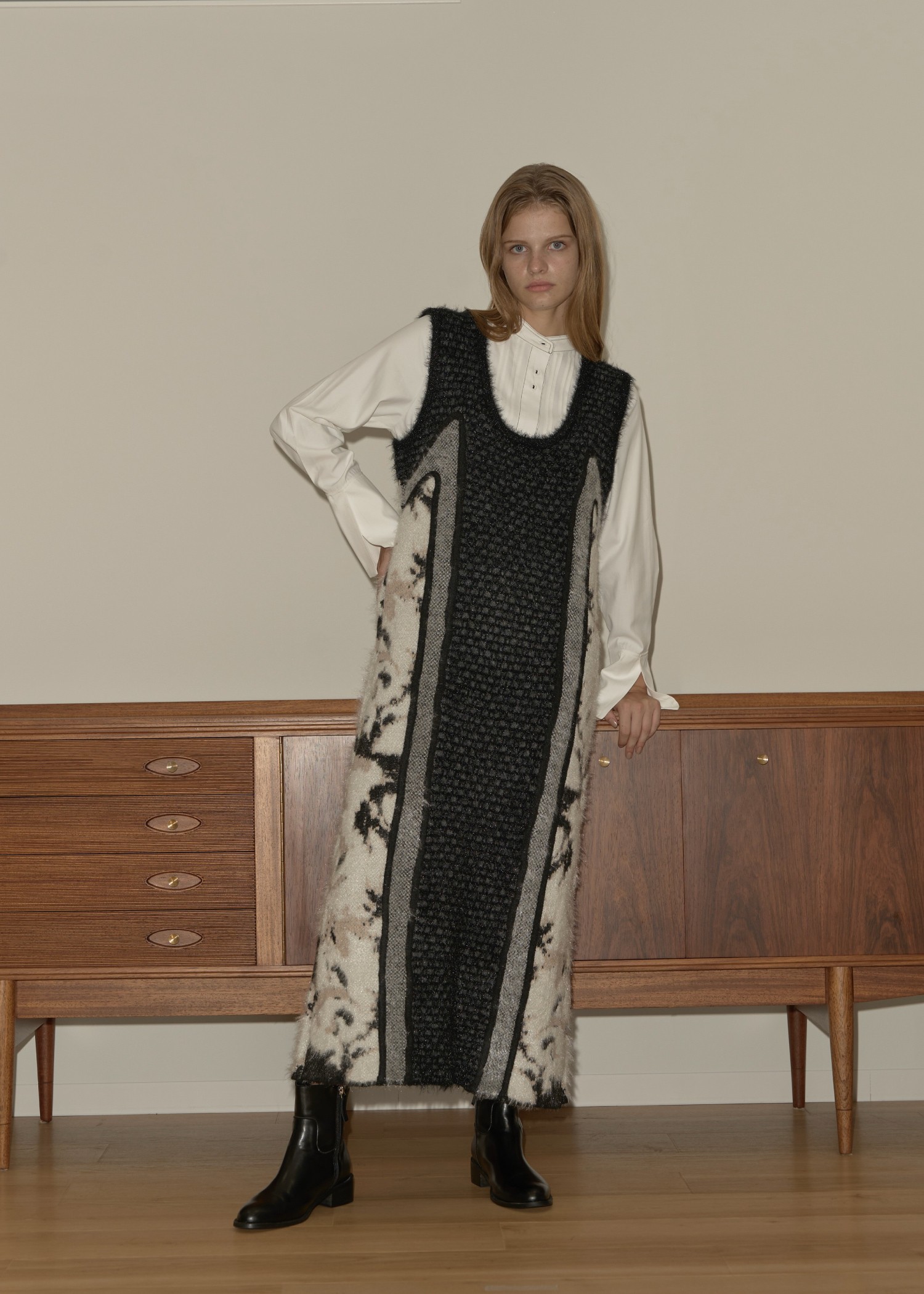 knit at random shaggy geome pattern OP