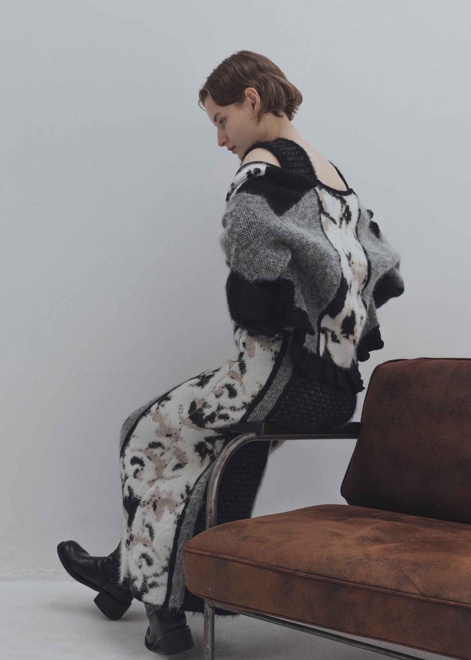 knit at random shaggy geome pattern OP