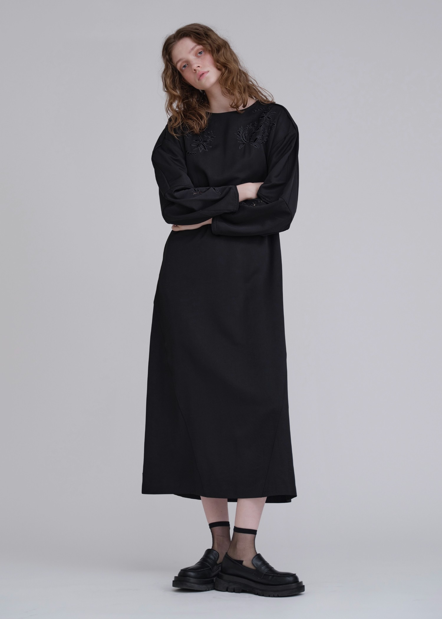 hollow out embroidery volume sleeve OP