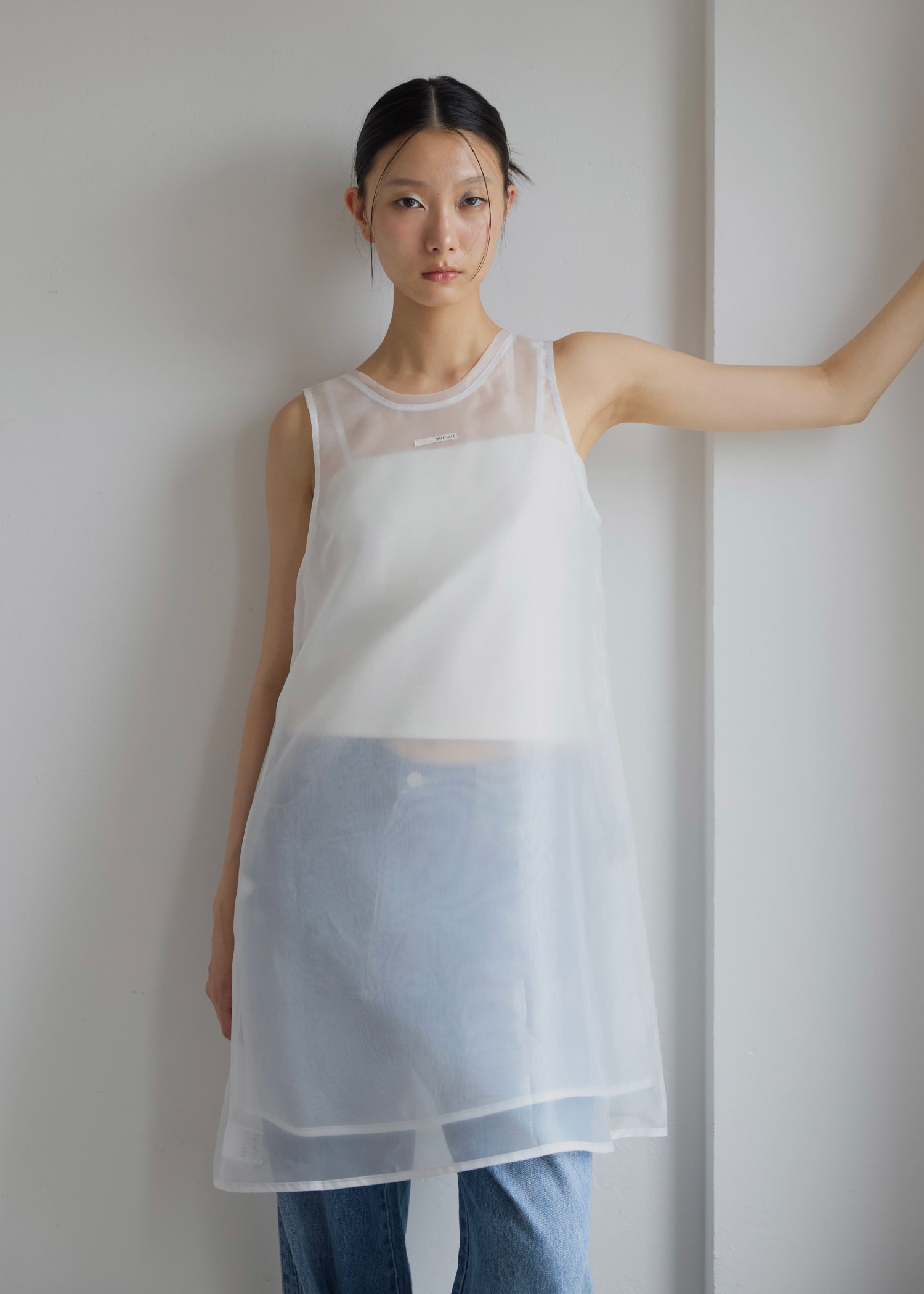 sheer layered no sleeve OP