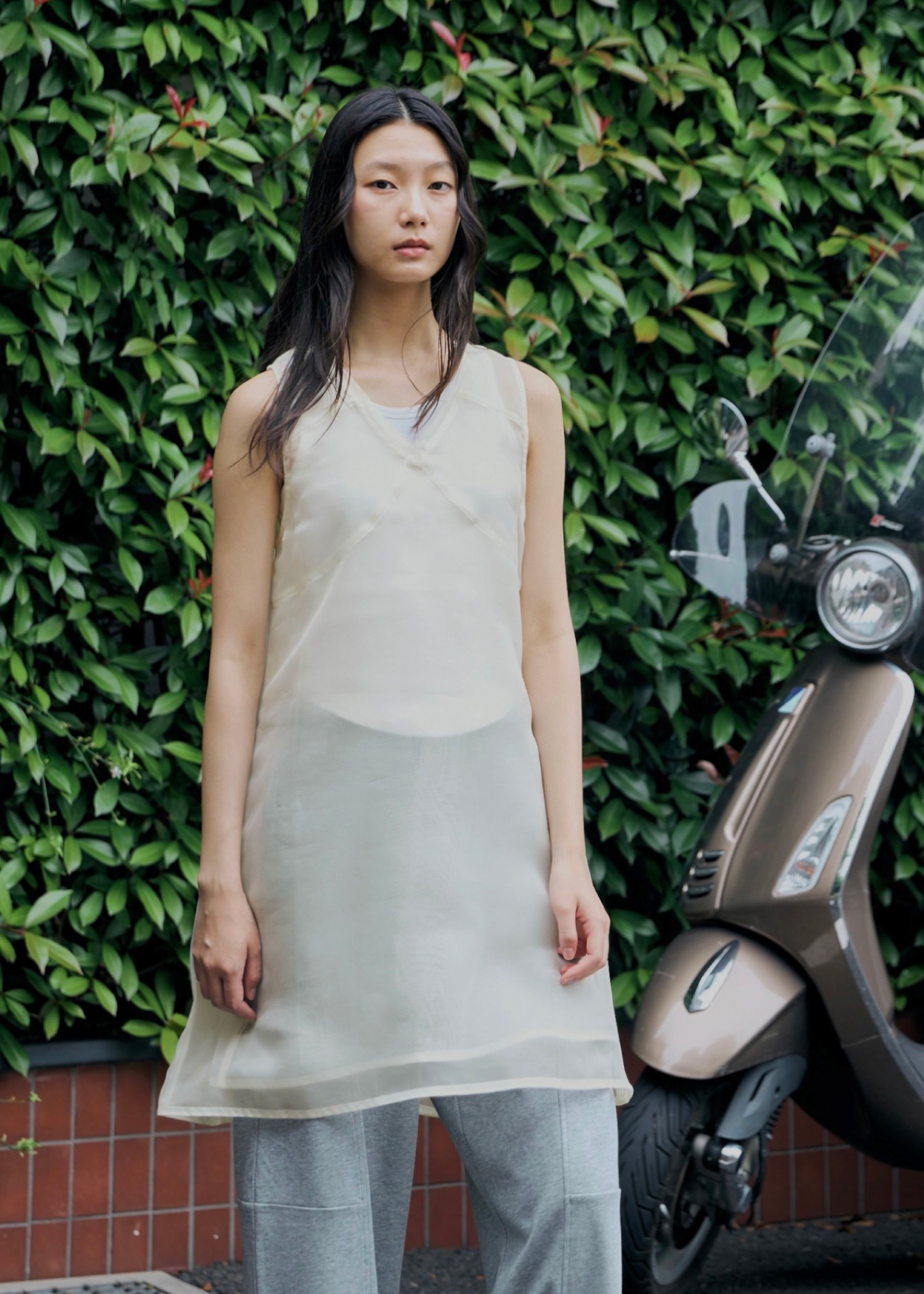 sheer layered no sleeve OP