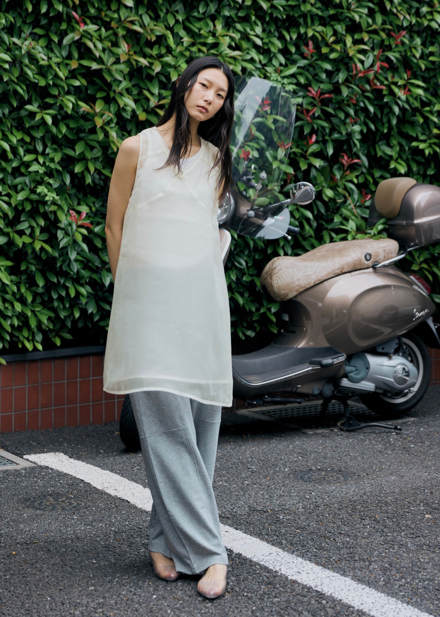 sheer layered no sleeve OP