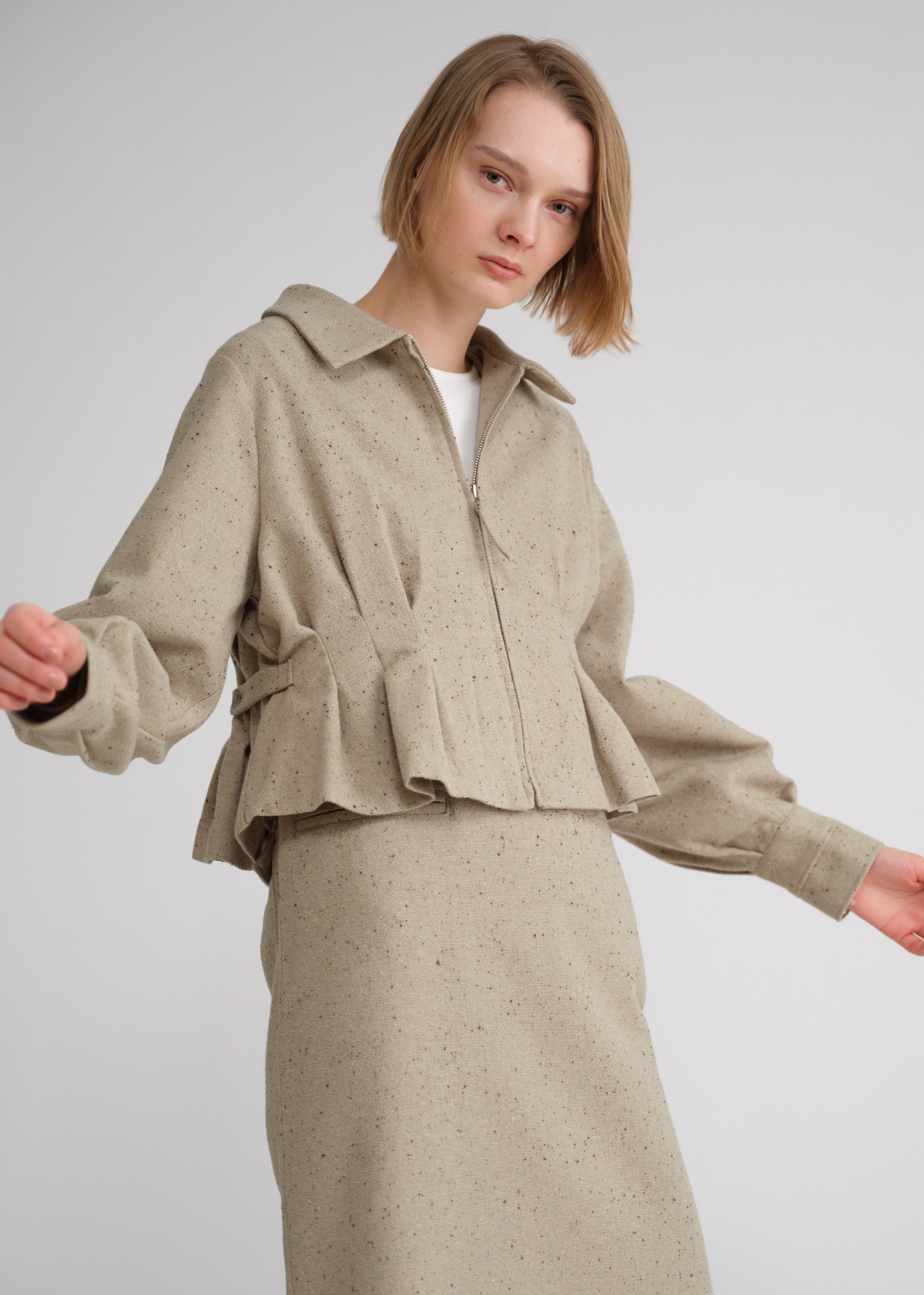 peplum mix tweed short JK