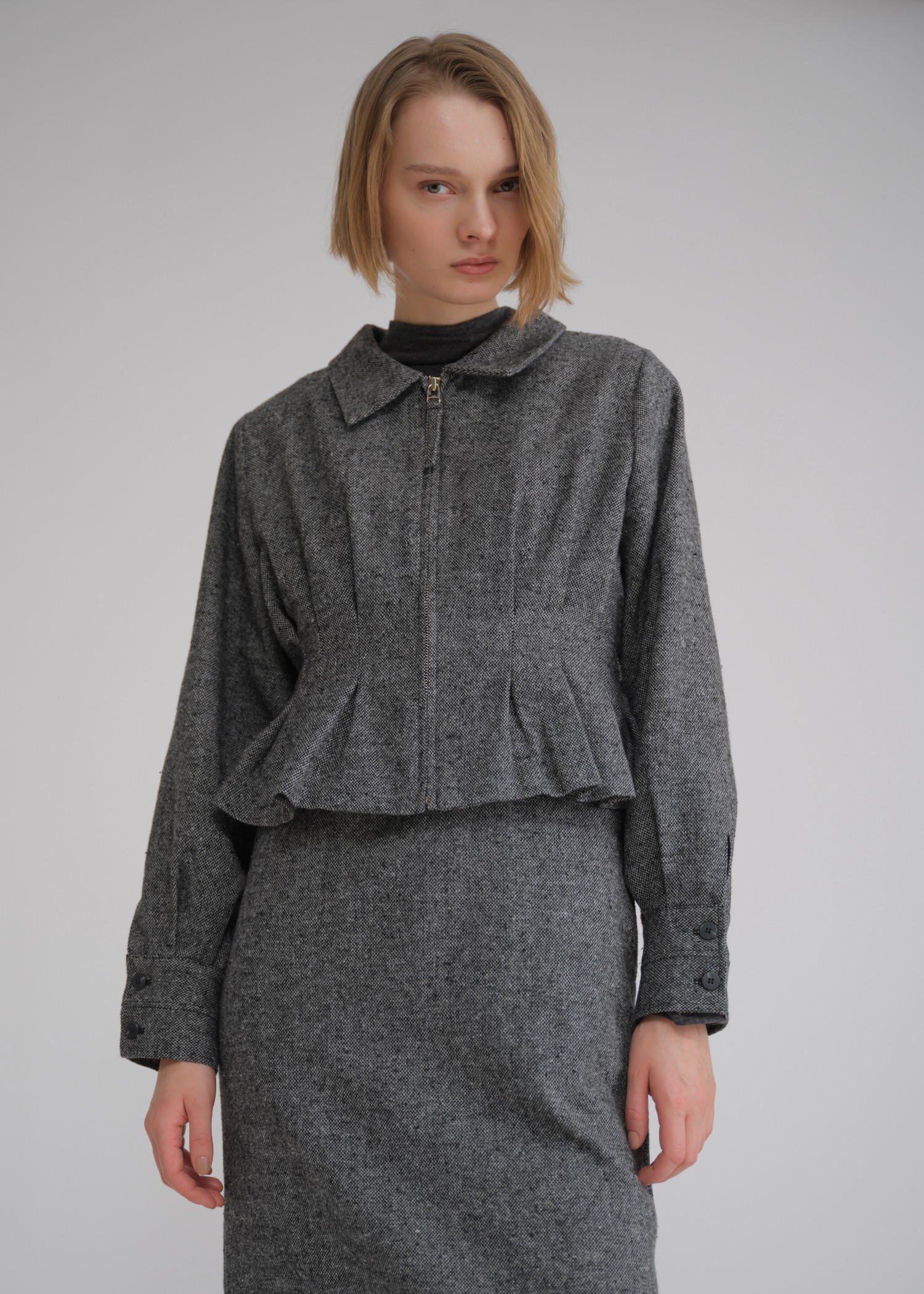 peplum mix tweed short JK