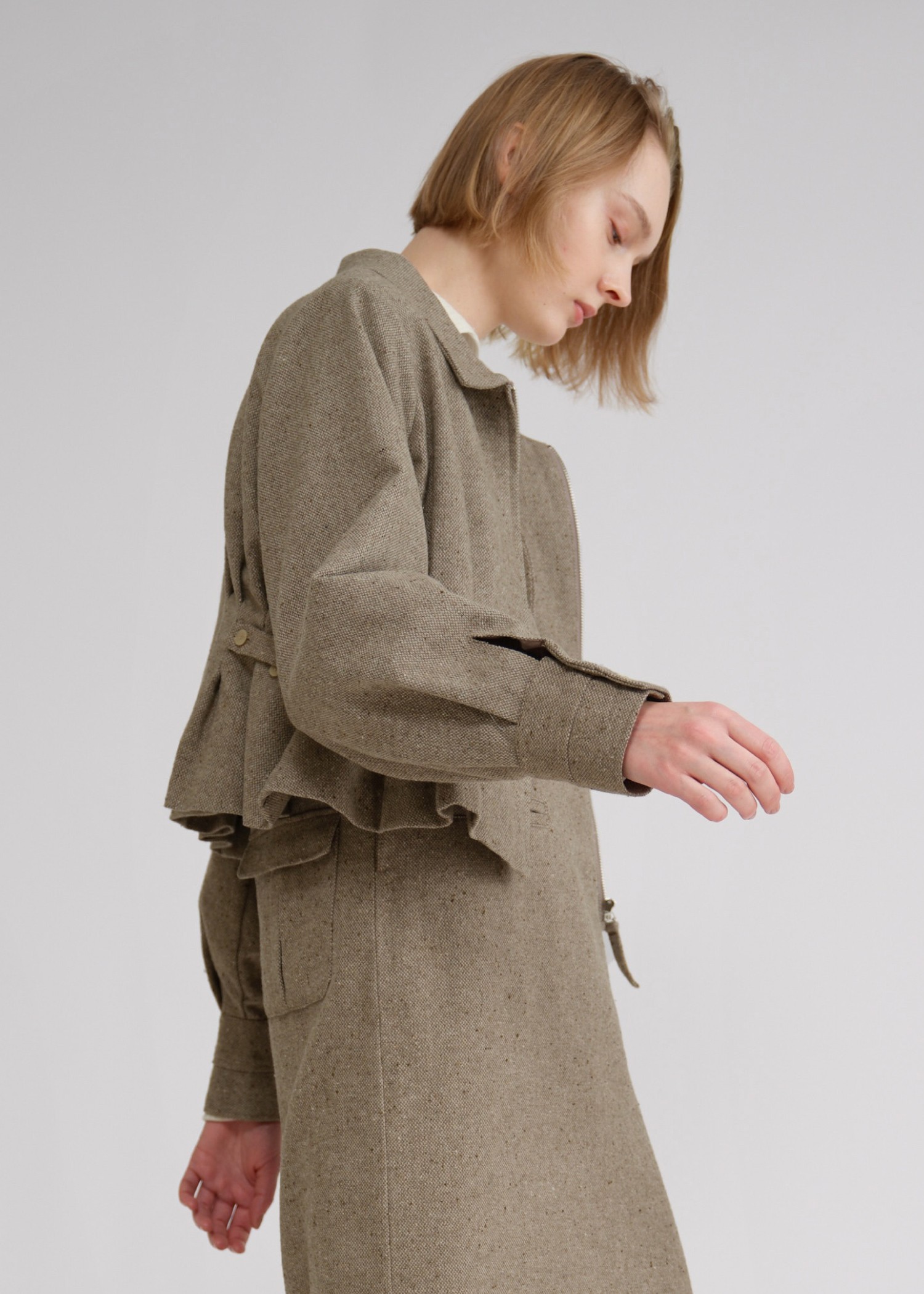 peplum mix tweed short JK