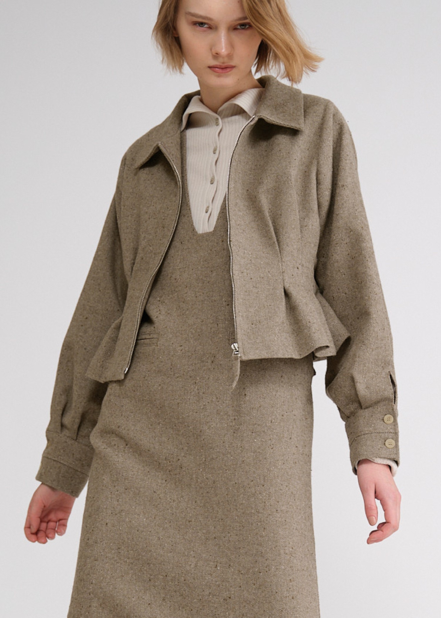 peplum mix tweed short JK