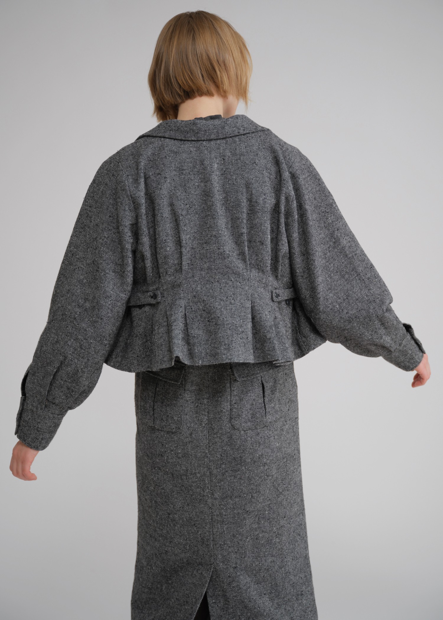 peplum mix tweed short JK