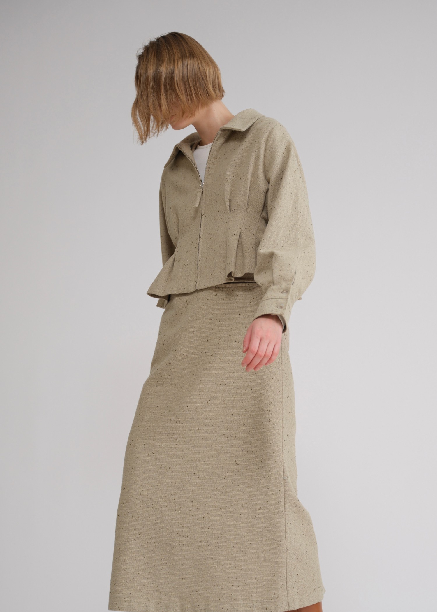 peplum mix tweed short JK