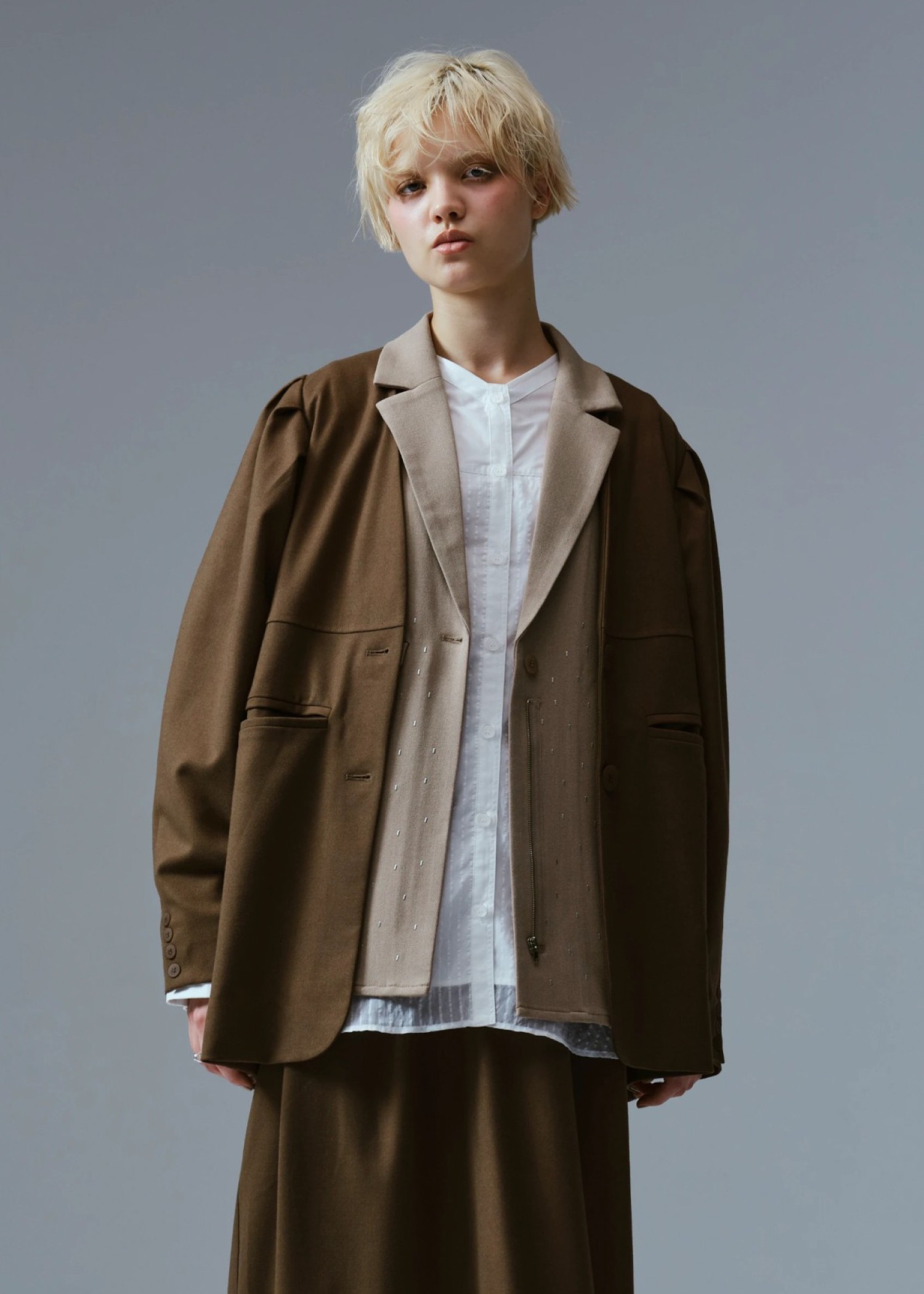 volume tuck sleeve no collar JK