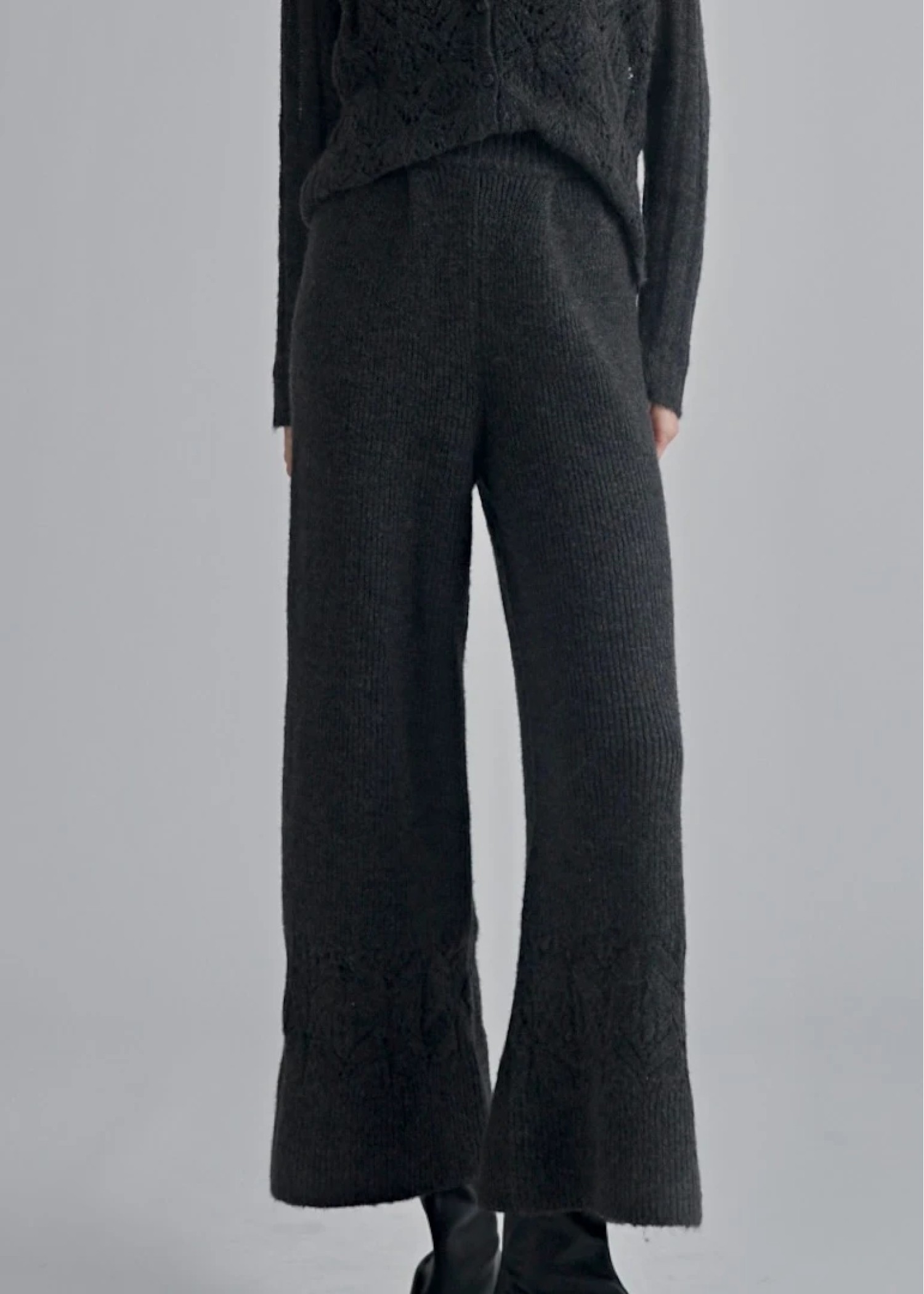 switching hem sheer crochet knit PT