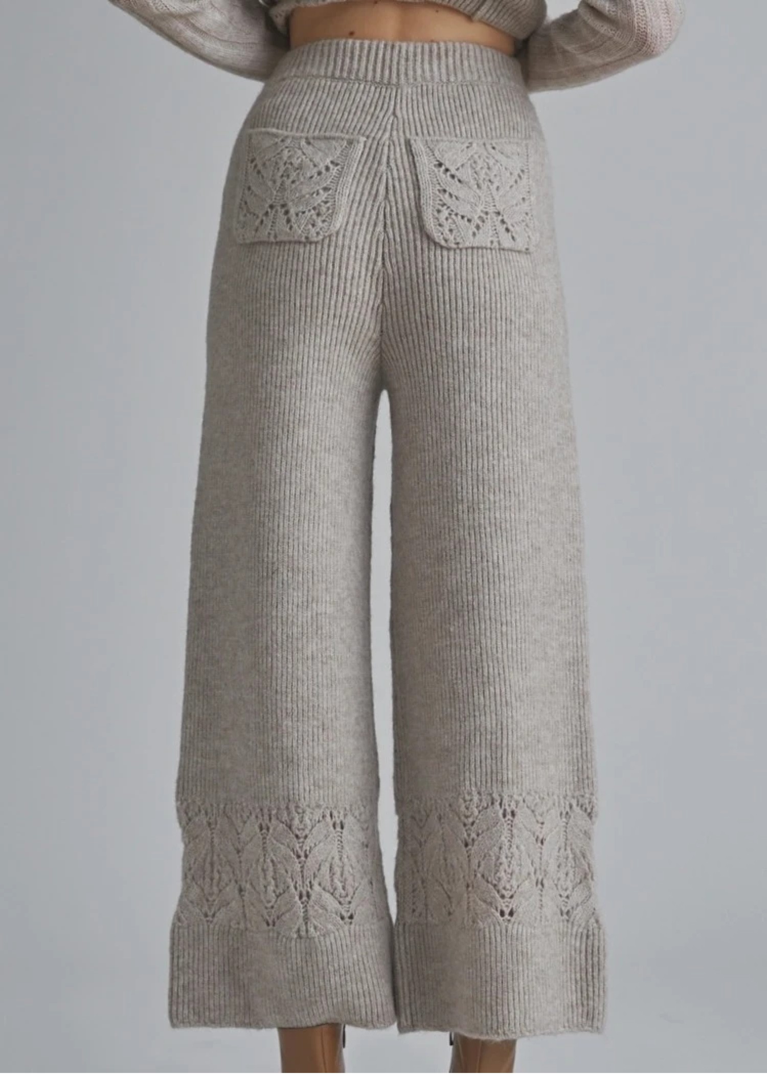 switching hem sheer crochet knit PT