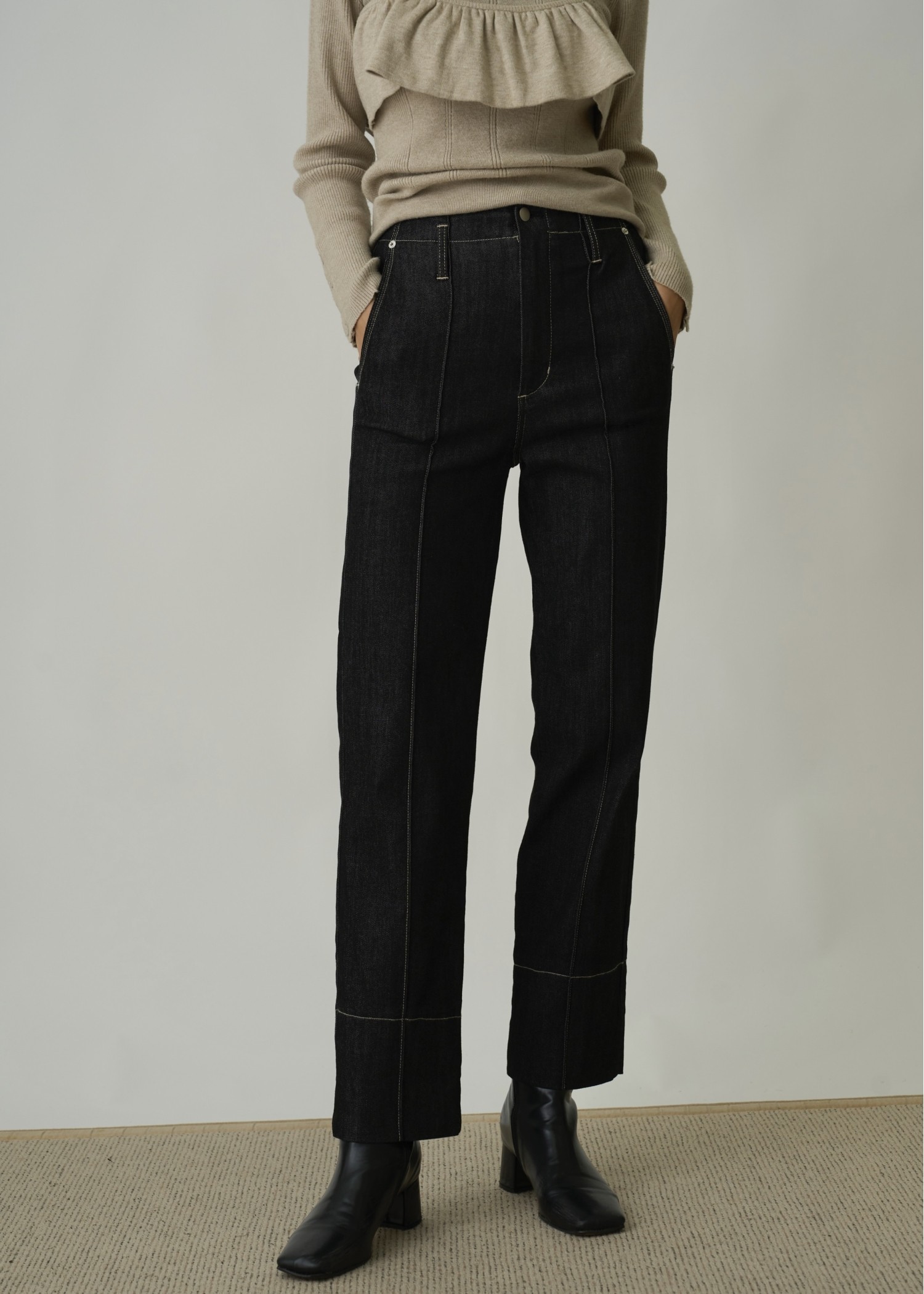 denim bi color center stitch PT