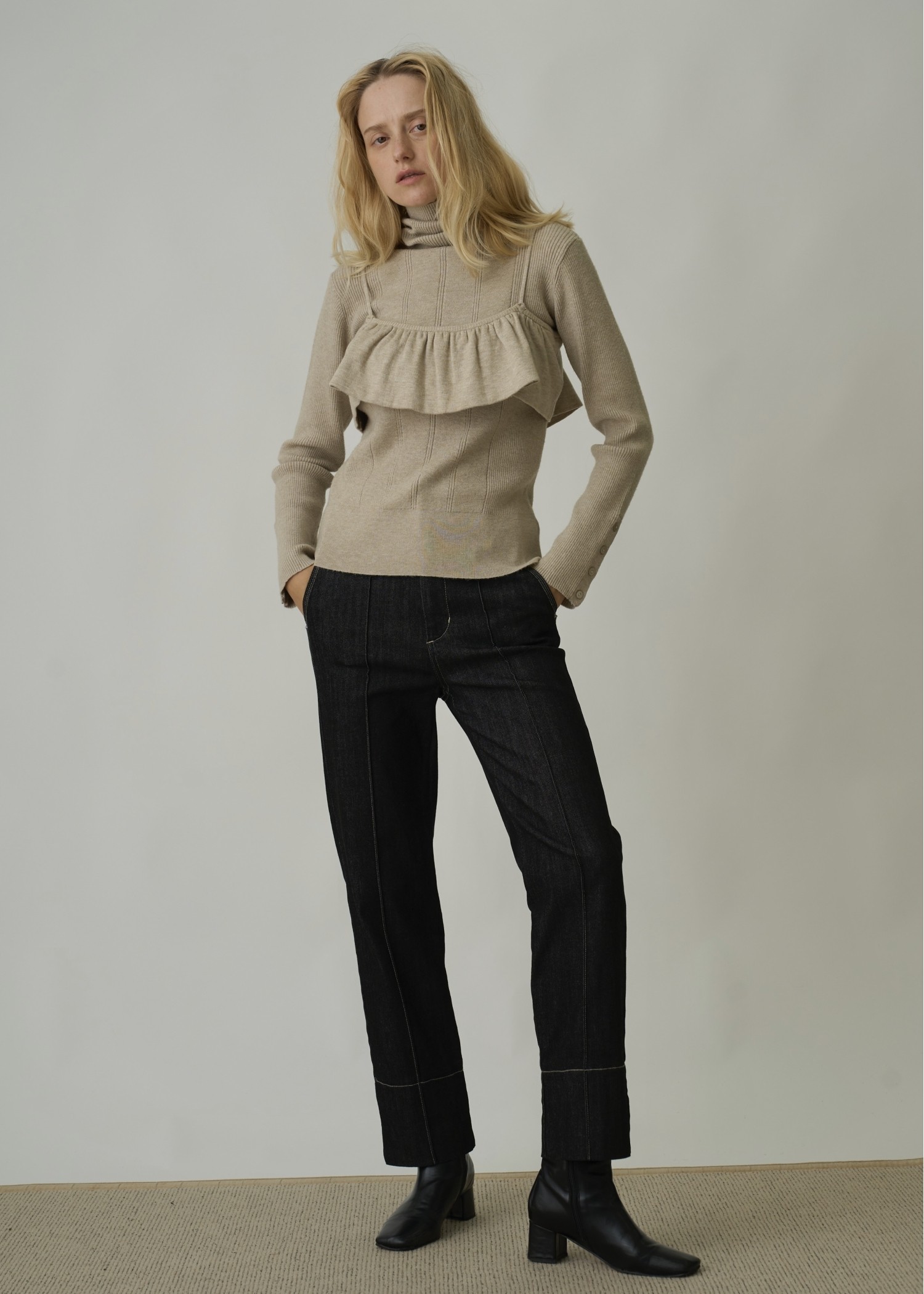 denim bi color center stitch PT