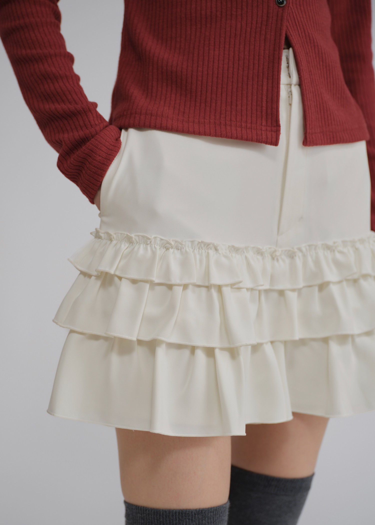 tiered frill hem georgette S/PT