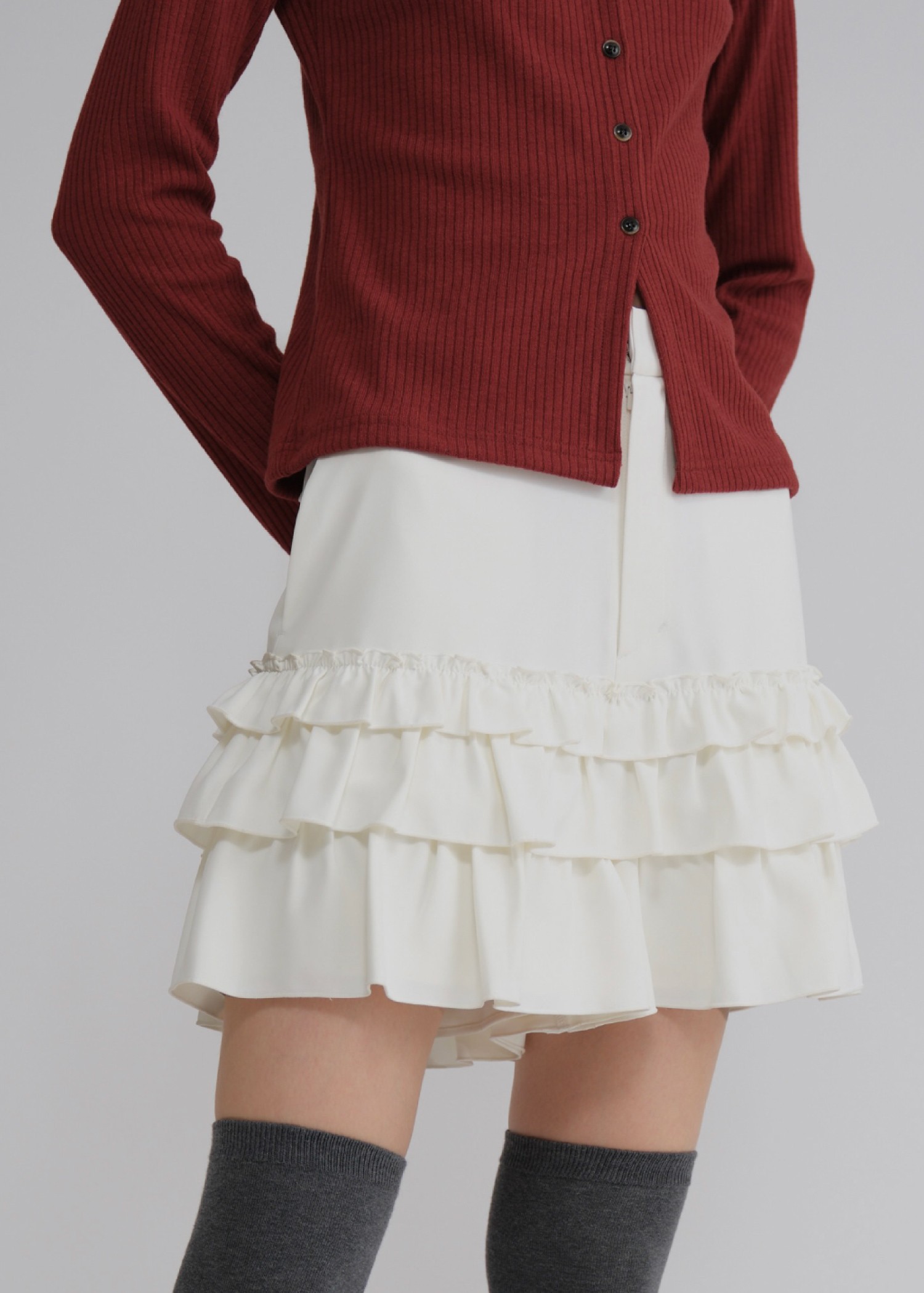 tiered frill hem georgette S/PT