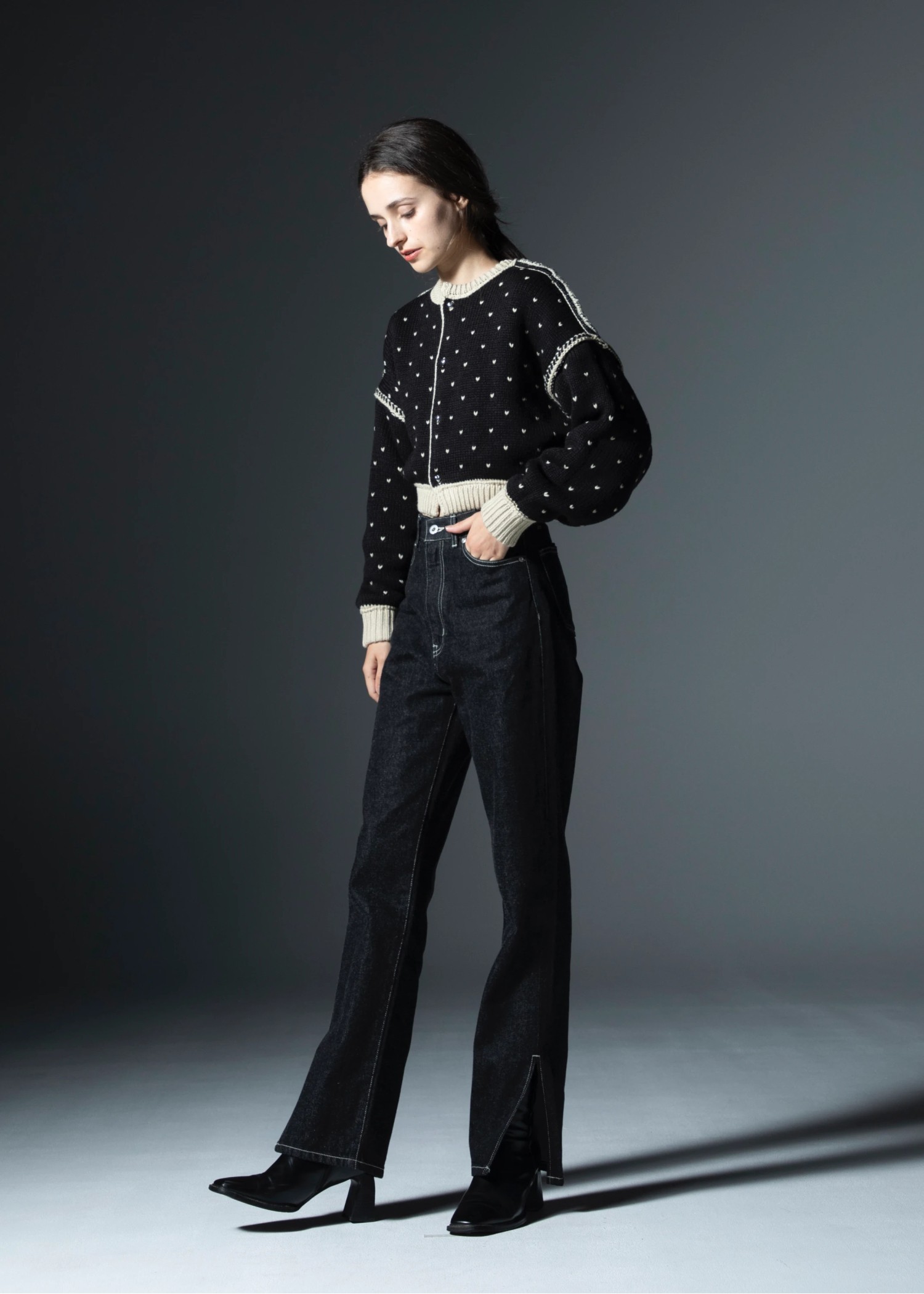 slit more high tuck design denim