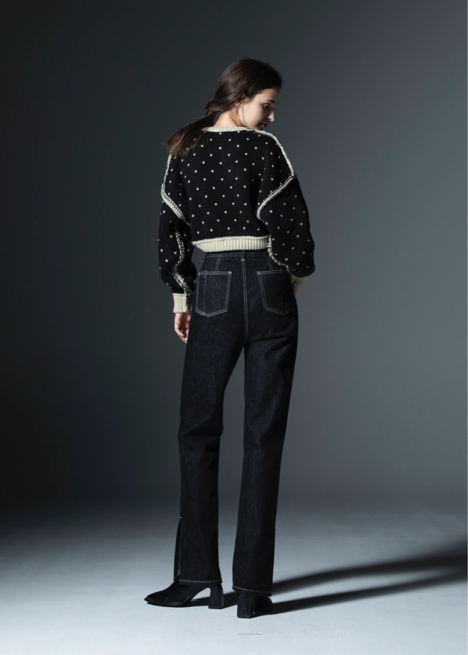 slit more high tuck design denim