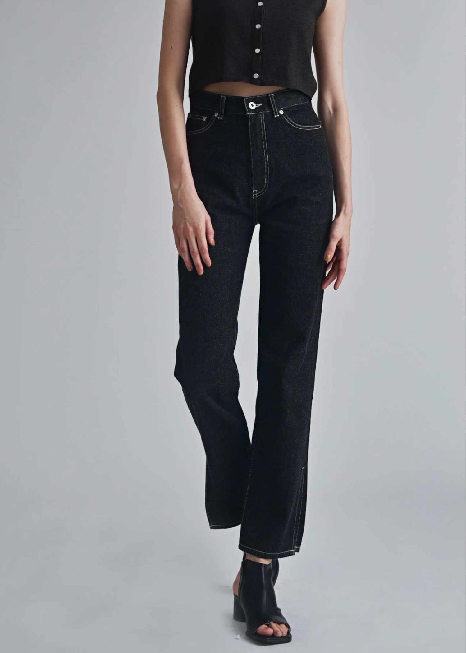 slit more high tuck design denim