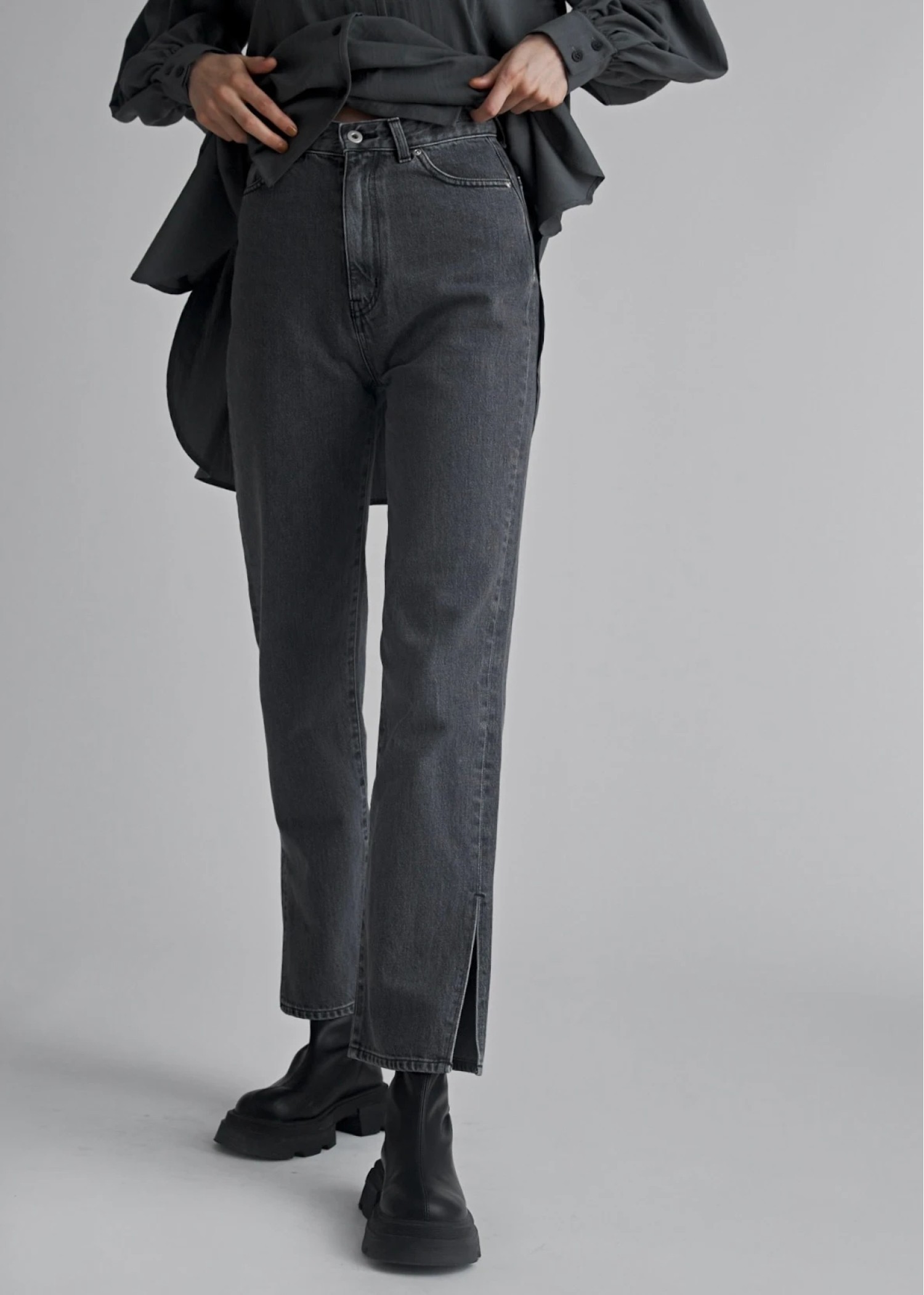 slit more high tuck design denim